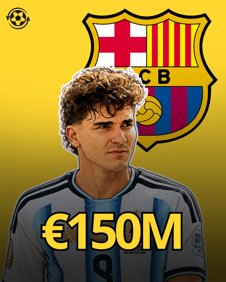 DeadlineDayLive's tweet photo. 🚨 Barcelona are prepared to increase their offer for Julian Alvarez.

Arsenal's interest and the loss of an alternative attacking target have pushed the Catalan club to act.

Barcelona are now willing to raise their bid to €150M to keep the deal alive.

(Source: @elnacionalcat) https://t.co/jWyPL3Y2nR