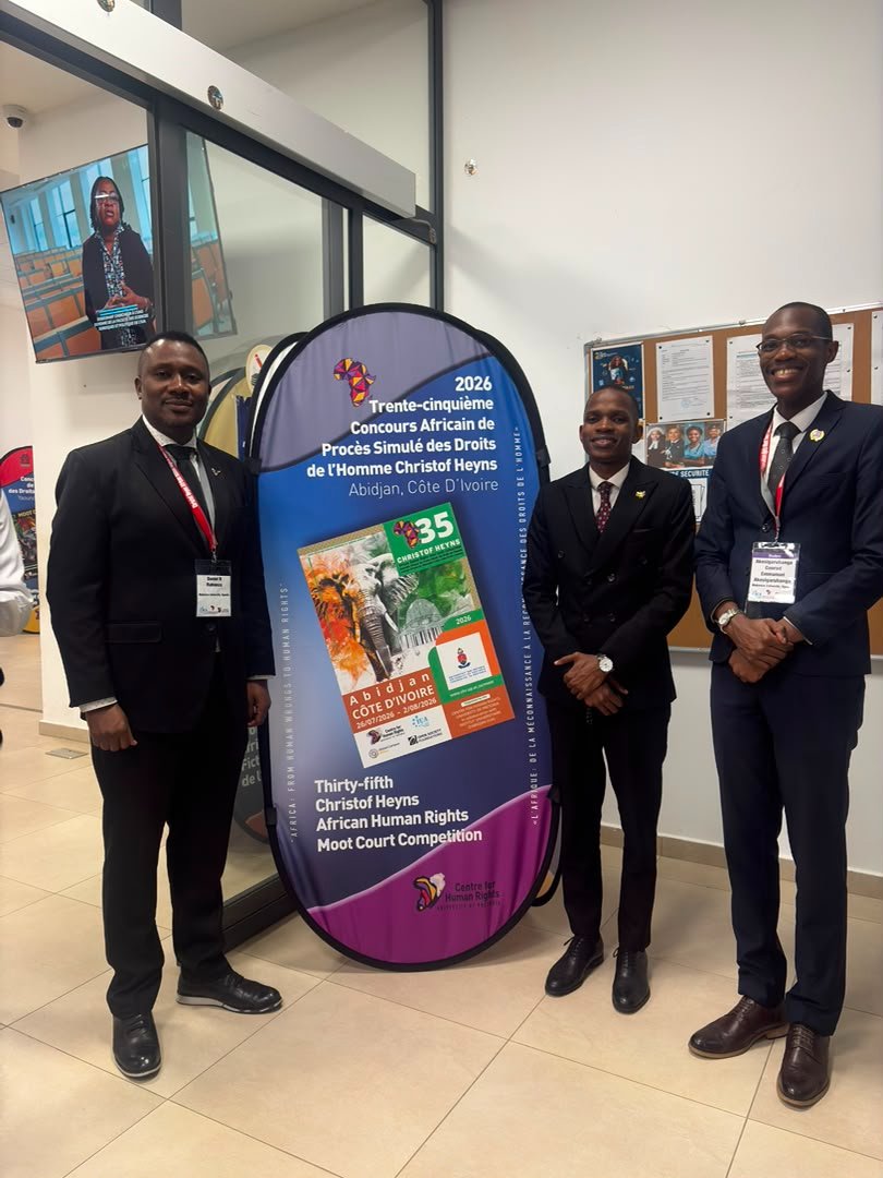 MakerereLaw's tweet photo. 👏👏The @MakerereLaw Team is in the finals of the 35th Christof Heyns All Africa Moot Court Competition due tomorrow in Abidjan, Cote D'ivoire. 🙏Good Luck Team🙏 https://t.co/e6Sak2jB5W