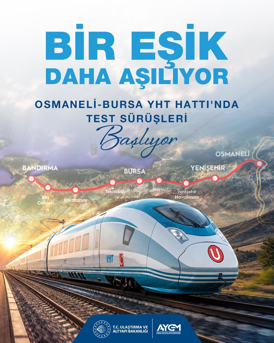aygmkurumsal's tweet photo. Her büyük proje, planlamadan işletmeye uzanan titiz bir sürecin eseridir.

Osmaneli–Bursa Yüksek Hızlı Tren Hattı'nda test sürüşleri aşamasına ulaşılırken, güvenli ve kesintisiz işletmeye yönelik çalışmalarımızı kararlılıkla sürdürüyoruz.

Türkiye Yüzyılı hedefleri doğrultusunda, güçlü ulaşım altyapısını geleceğe taşımaya devam ediyoruz. 🇹🇷

#TürkiyeHızlanıyor