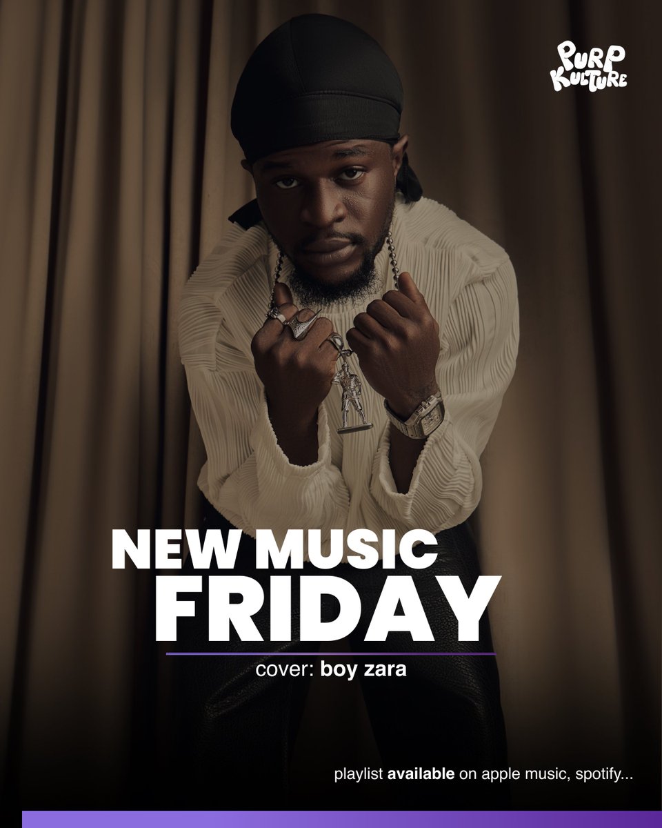 purpkulture's tweet photo. New Music Friday 💜
🔗: https://t.co/EsVoF9hOVB

Cover - @boyzara___ 

Boy Zara - MULLA
Davido - Oriadé album 
BNXN & Asake - Eja Meja 
EF Moon & Ayo Maff - Life Is Slo II 
MOLIY - BADDIES <3 MOLIY mixtape 
Seyi Vibez - GTA
Fimi - DUM 
PsychoYP - Who Born The Maga
Cleanblack Music, EESKAY & Erigga - North & South EP
Phyno - Na Afa Nna (Freestyle)
Odeal - For A Good Time EP 
AratheJay & KOJO BLAK - ROVER
Moelogo - Yorùbá Healer album 
Kofi Mole & Kuami Eugene - Trapper Sem
Cassper Nyovest & Nasty C - Lil Mama
Islambo & Bella Shmurda - DEJAVU II
Nuelbeatz, Dwin The Stoic & Sewa - Tell Me
WAVE$TAR - GOVERNMENT MONEY
Zen Univrse - Flow State mixtape 
Zamorra - W’sss
DaveCash - Sare / Sade 
Lodù - Wine & Honey EP
Tweehz & DanDizzy - LAMBA
ARTSALGHUL & Suono Sai - party animal$ interlude
Temë - She Loves Trap & She Loves Bouyon
AQT, FirstkKaz & OG Abbah - Story For The Gods II
Badman Dafe - Me & You
Kapaxity S.C.G - Okay
BoyVybe - Vyberation EP
Mayordre & scottyolorin - tyla 
Anabel Rose - How Do The Flowers Bloom? EP
Ariana Grande - petal album 
Meek Mill - Nightmares To Dreams
JAŸ-Z - In My Lifetime 
benny blanco, Selena Gomez & Becky G - Te Olvido (LALA)
Shaboozey - The Outlaw Cherie Lee & Other Western Tales album
Cardi B - AH HA
Rod Wave - Hustle