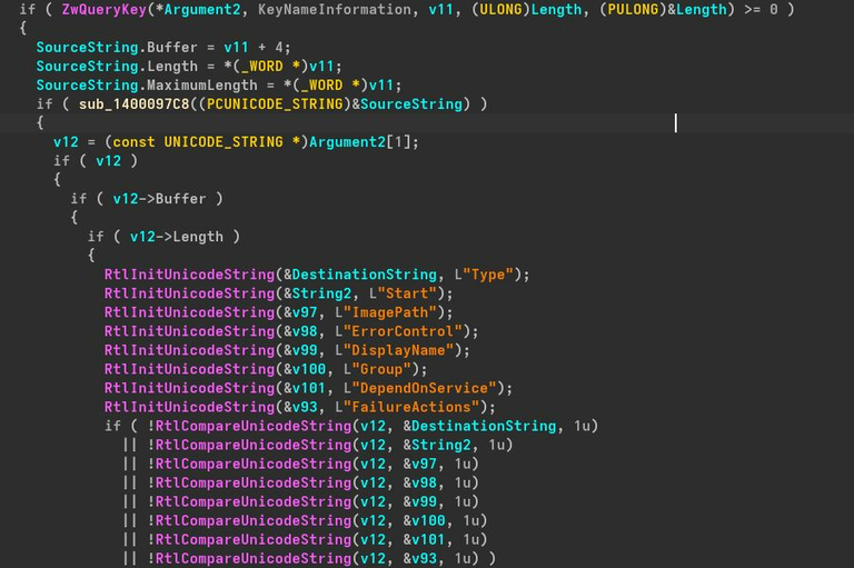 cr3ghost's tweet photo. This kernel rootkit takes its C2 commands through the Windows registry.

It registers a CmRegisterCallbackEx routine, then the user-mode agent writes commands into a benign key using nothing but standard registry APIs. Every write gets checked for the magic value 0x2625B7146B and the command is unpacked from it.

No IOCTL. No DeviceIoControl. No named pipe. Nothing on the user-mode side that looks like it is talking to a driver at all.

The command set behind it is a full kernel toolkit: arbitrary physical memory read and write by building a custom page table and injecting it into a free PML4 slot, PFN database reads, KVA shadow bypass, kernel APC DLL injection, ETW and CKCL and syscall table hooks, HvlGetQpcBias and GetCpuClock patched for timing.

Then the HWID spoofing shows up. Disk, Nvidia GPU, SMBIOS, plus forged mouhid and i8042prt input packets.

This started life as a game cheat driver. The cheat scene has been shipping production grade kernel capability for a decade and it keeps getting laundered into malware.

Author: @xeroxsec 

Full analysis, IOCs and a YARA rule by 0xSec:
https://t.co/T4GX6pKFqN

The C2 infrastructure was still live and unflagged on VirusTotal at time of writing.