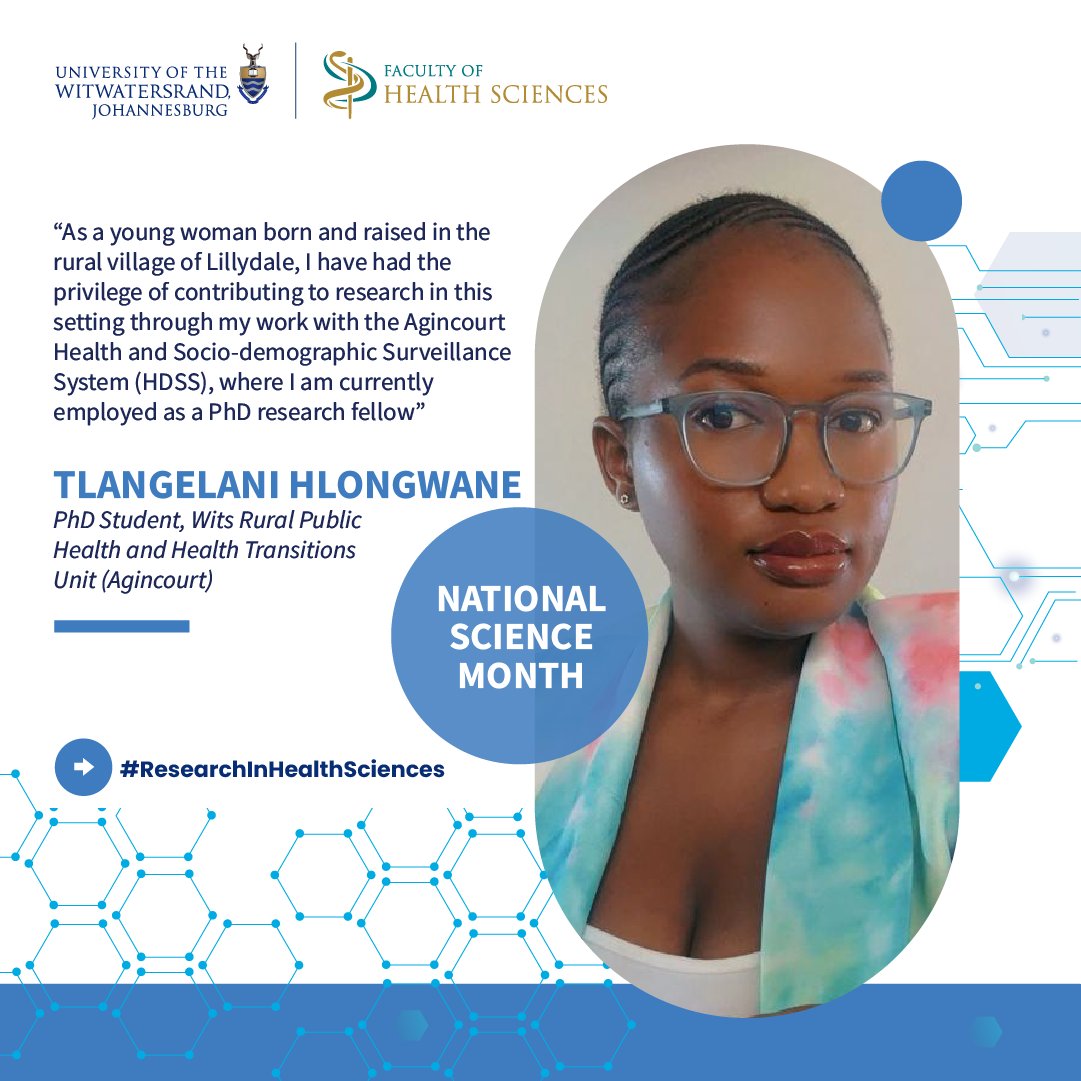 WitsUniversity's tweet photo. π§ͺ #NationalScienceMonth | Research in Health Sciences πποΈ
From Lilydale to Agincourt, Tlangelani Hlongwane is contributing to research that strengthens her community as a PhD Research Fellow.
#WitsForGood #WitsResearch https://t.co/QYFDaUYLuh