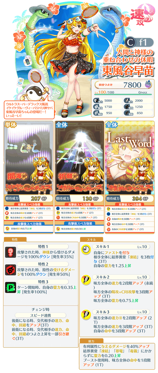 キャラクター紹介】 「音速の風祝とサマーフェス」エピックおいのりで