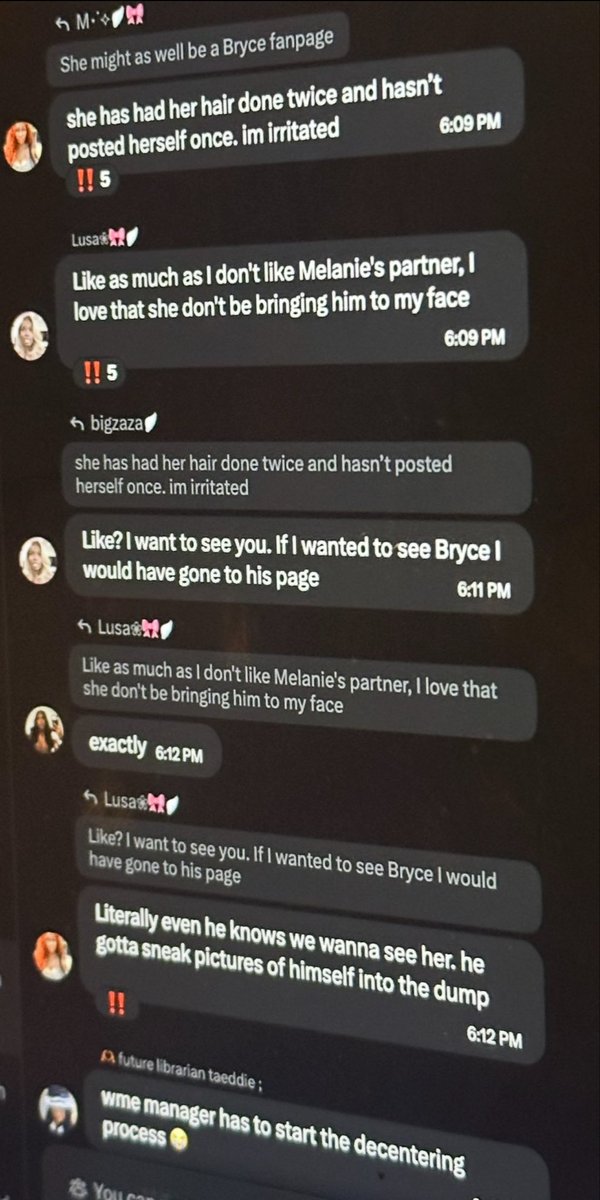 honeyandteaaaa's tweet photo. all posts are from the day of wwhl into today. a chronological thread of a so-called “carniya” chat having trinity live rent free. 

(leave owner out of this, they remained neutral/weren’t as active. when they made this gc it was not toxic but has become so RECENTLY.) https://t.co/sUCSLXafb2