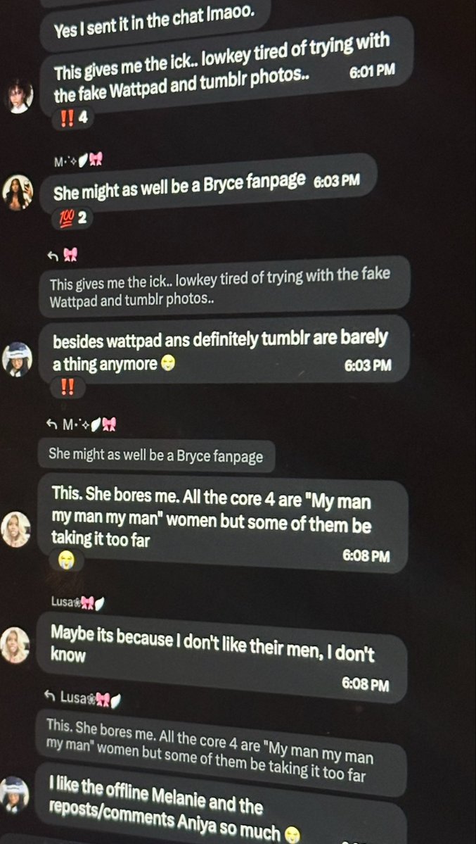 honeyandteaaaa's tweet photo. all posts are from the day of wwhl into today. a chronological thread of a so-called “carniya” chat having trinity live rent free. 

(leave owner out of this, they remained neutral/weren’t as active. when they made this gc it was not toxic but has become so RECENTLY.) https://t.co/sUCSLXafb2