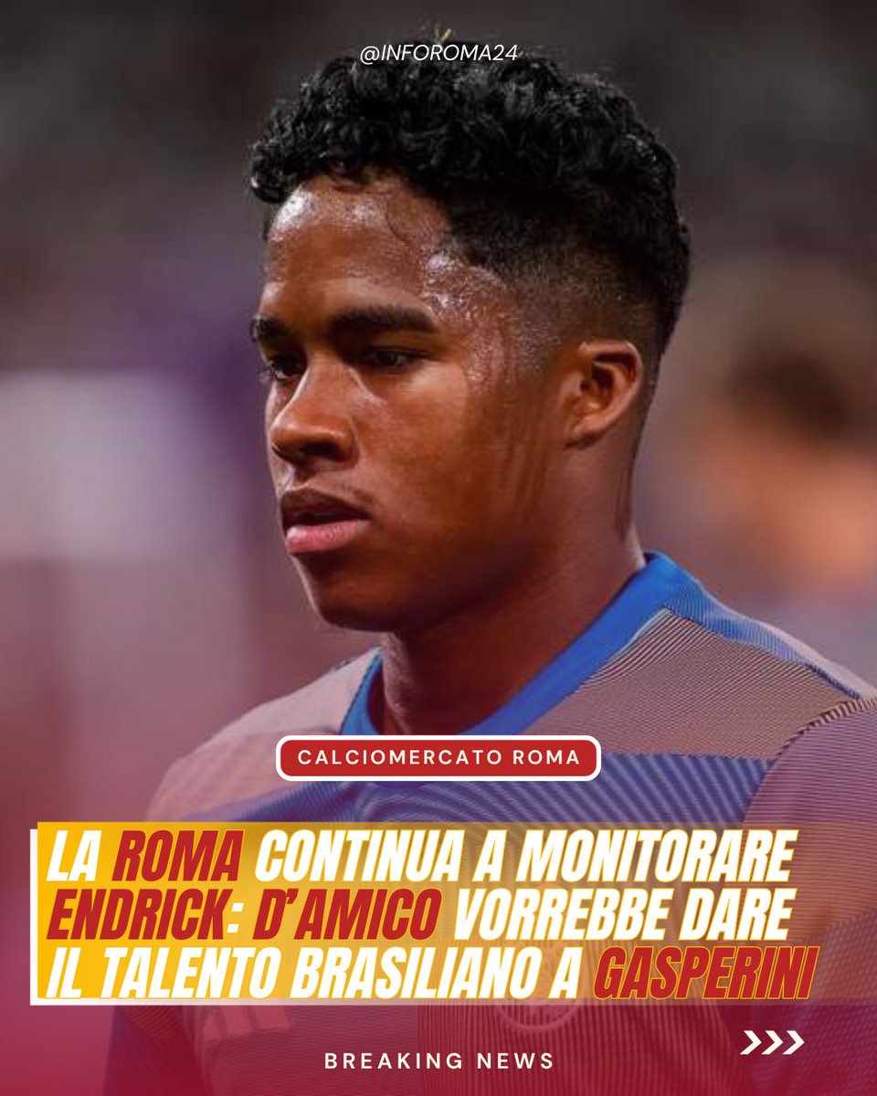 inforoma24's tweet photo. 🟡🔴 L’#ASRoma continua a monitorare #Endrick: #Damico vorrebbe regalare il brasiliano a #Gasperini e al club.
💬 Manca la decisione del #RealMadrid: se quest’ultimo facesse partire il classe 2006 in prestito, i giallorossi avanzerebbero un tentativo concreto.
📲 @tempoweb https://t.co/CikYswIEEv