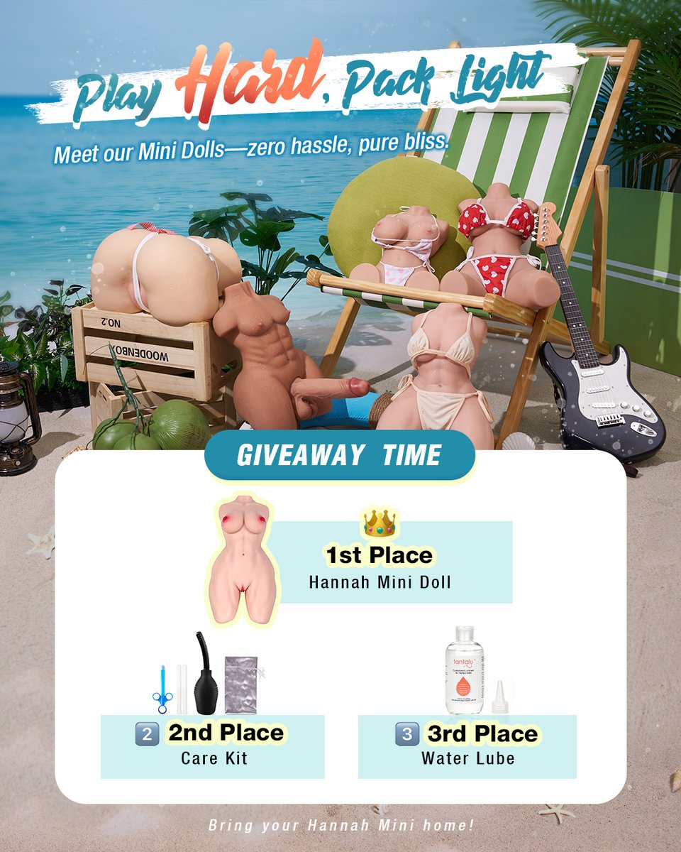 TantalyGlobal's tweet photo. 💖 August Romance Celebration: Share Your Doll Stories! 💖

💕 Let’s celebrate the Month of Romance with your favorite companion! 

📸 Drop your photos, videos, or favorite tips in the comments below to join the celebration and win! 👇

✨ What to Share:
🎬 Playful Moments: Share your playtime experiences.
🧼 Spotless Care: Share your top cleaning hacks.
🏠 Storage & Setups: Give a tour of your display or stash.
📦 Fresh Unboxings: Flaunt your latest haul.
💌 Screenshots: Drop your recent order or subscription email!
💡 Your Ideas: What improvements or new mini doll models would you love to see next?

📅 Event Duration
August 1 – August 31

🏆 Prizes:
🥇 1st Prize (1 Winner) Hannah Mini Doll ×1
🥈 2nd Prize (1 Winner) Tantaly Standard Sex Doll Care Kit ×1
🥉 3rd Prize (1 Winner) 250ml Tantaly Water Based Sex Lubricant ×1

📝 How to Join
1. Follow us 🔔
2. Like & Retweet this post ❤️🔁
3. Reply in the comments with:
📸 A photo or video of your doll storage setup/collection, OR share your best storage & care tips.
🌎 Your Country.

📌 Eligible Regions:
USA, EU, UK, CA
We cover standard shipping for our main delivery zones. If your shipping address falls outside our standard delivery areas, you will need to cover the additional shipping costs.

Good luck to everyone! 🍀 Let’s see those amazing setups!
