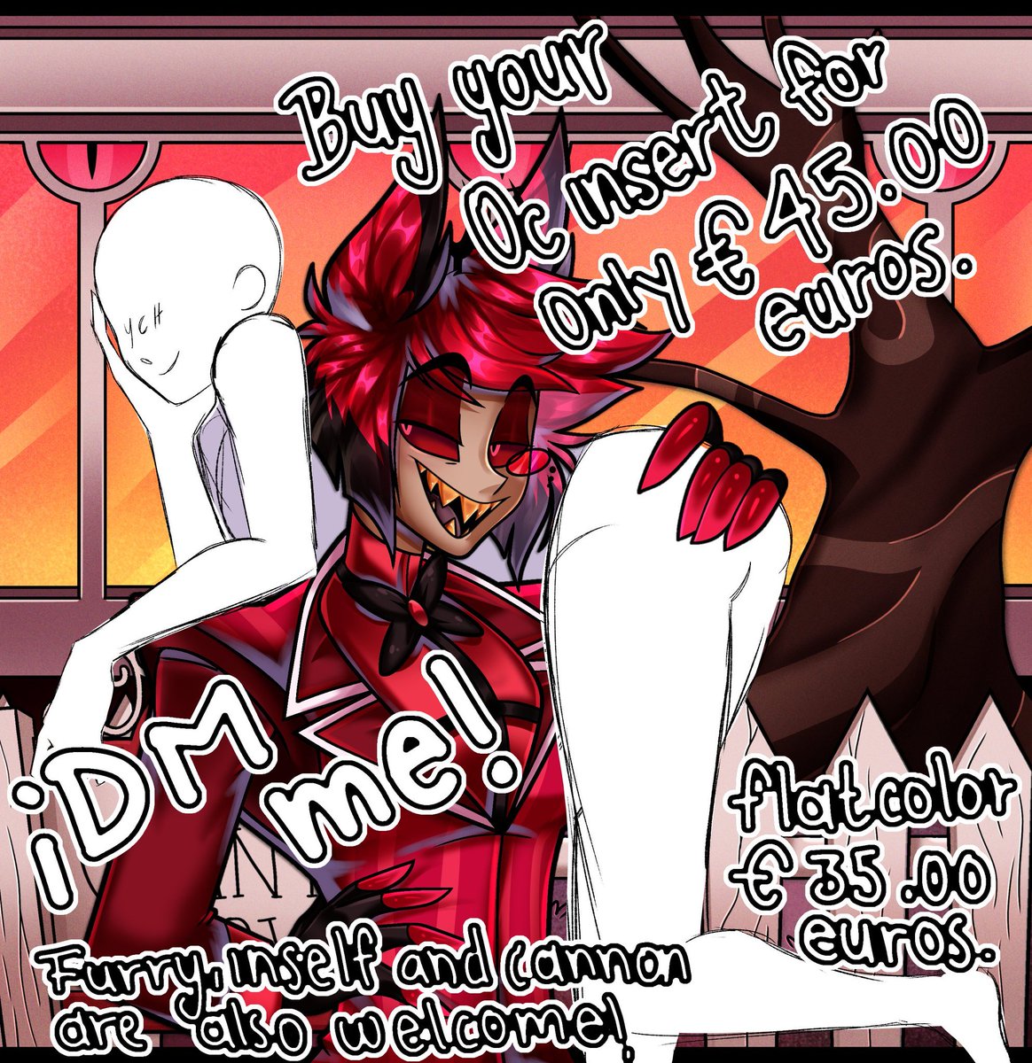 Indrita_flowers's tweet photo. YCH ALASTOR!
Don't miss out on your deer!
#ych #insertoc #ocxcannon #hazbinhotel #Alastor #popular https://t.co/TM2zaciUyc