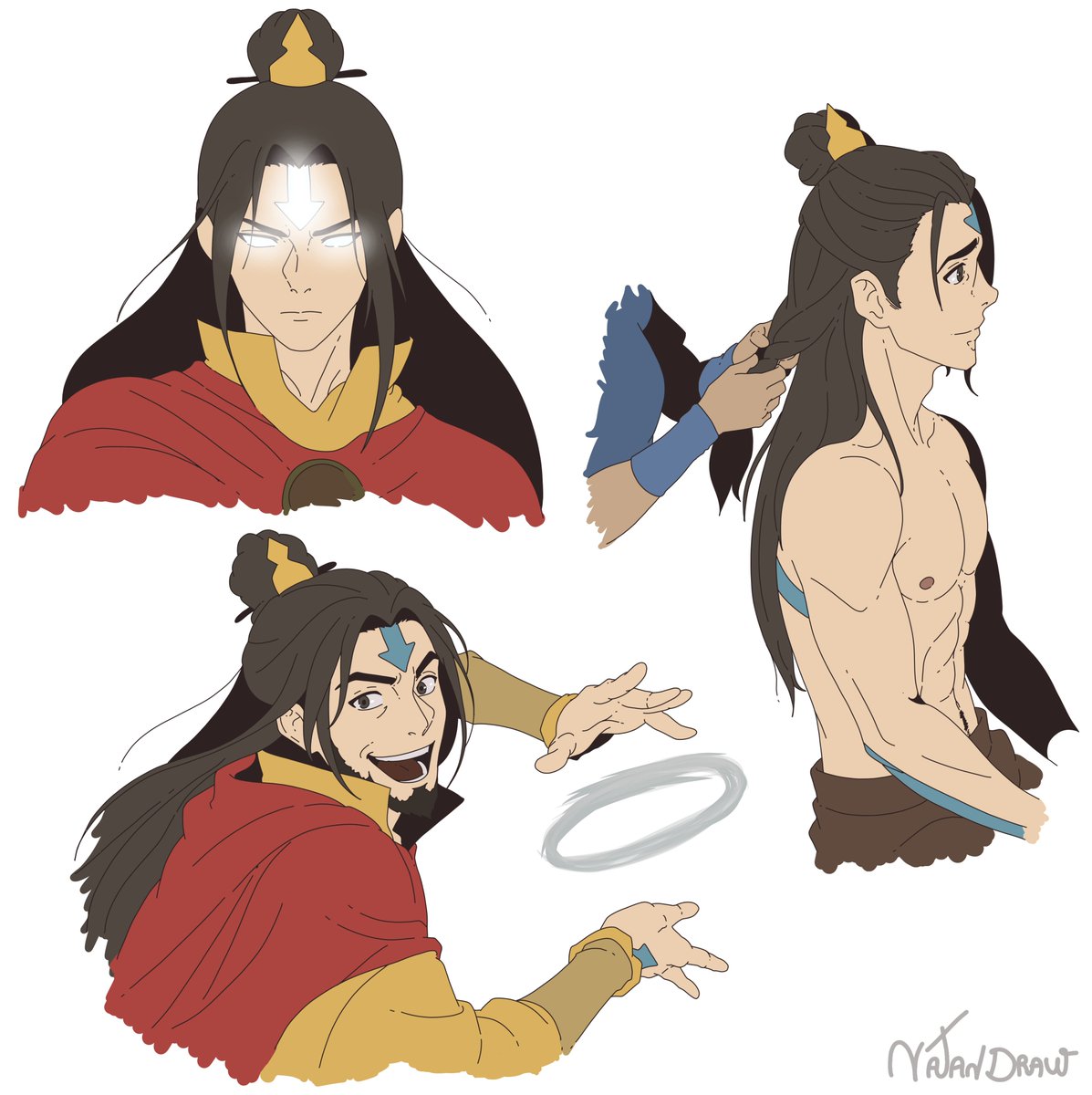 natandraw's tweet photo. não imaginei que as pessoas iriam gostar tanto do aang com o cabelo do zuko, então fiz mais algumas versões para ver como ele seria

#ATLA #Aang #Fanart https://t.co/ToFKhhs5ml