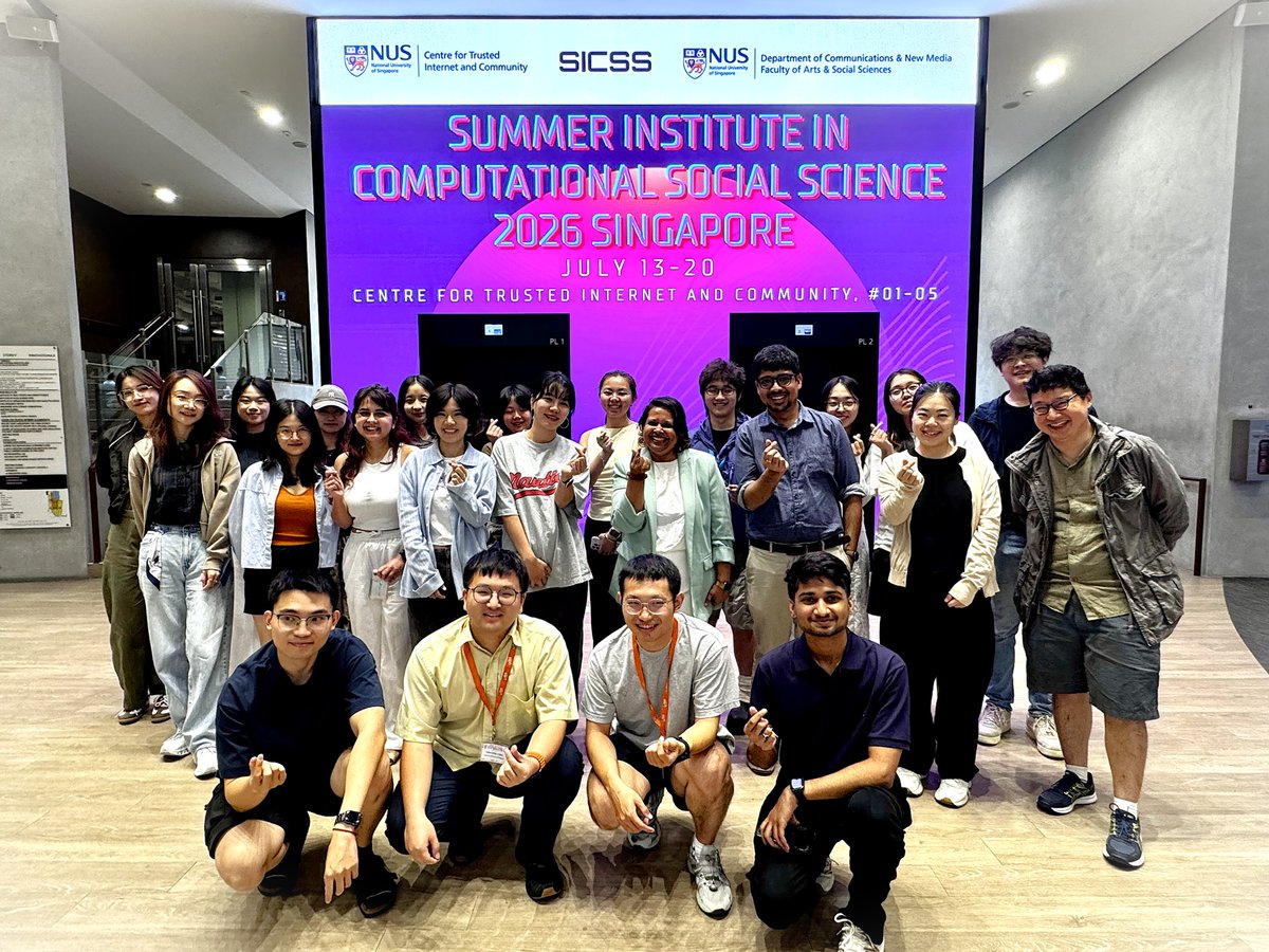 nuscticnus's tweet photo. 🌏 SICSS-Singapore 2026 brought together 20 participants from five countries and regions. Speakers from Singapore and overseas shared perspectives on AI, misinformation and online trust. Thank you to our speakers, team and participants! #SICSS #ComputationalSocialScience #CTIC https://t.co/Qs9HW2UtWU