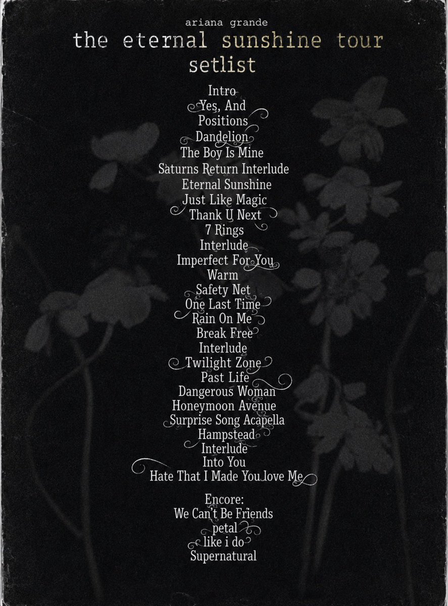 GrandeTourFR's tweet photo. Eternal Sunshine Tour setlist updated !! https://t.co/yGbRSJvfnP