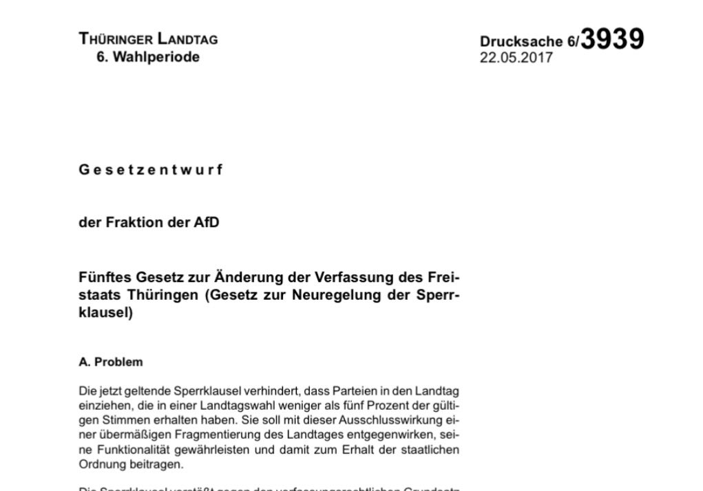 torben_braga's tweet photo. Es ist wirklich kurios! Bereits 2017 (!) forderte @AfD_ThL mit @BrandnerSt die Absenkung der Sperrklausel. Die Reaktionen: Häme, Spott, Unterstellung man wolle die NPD retten. Tenor: "Höhöhö, die AfD ist ja vorausschauend!"

Tja, so ändern sich die Zeiten… https://t.co/tiuRybgc0u