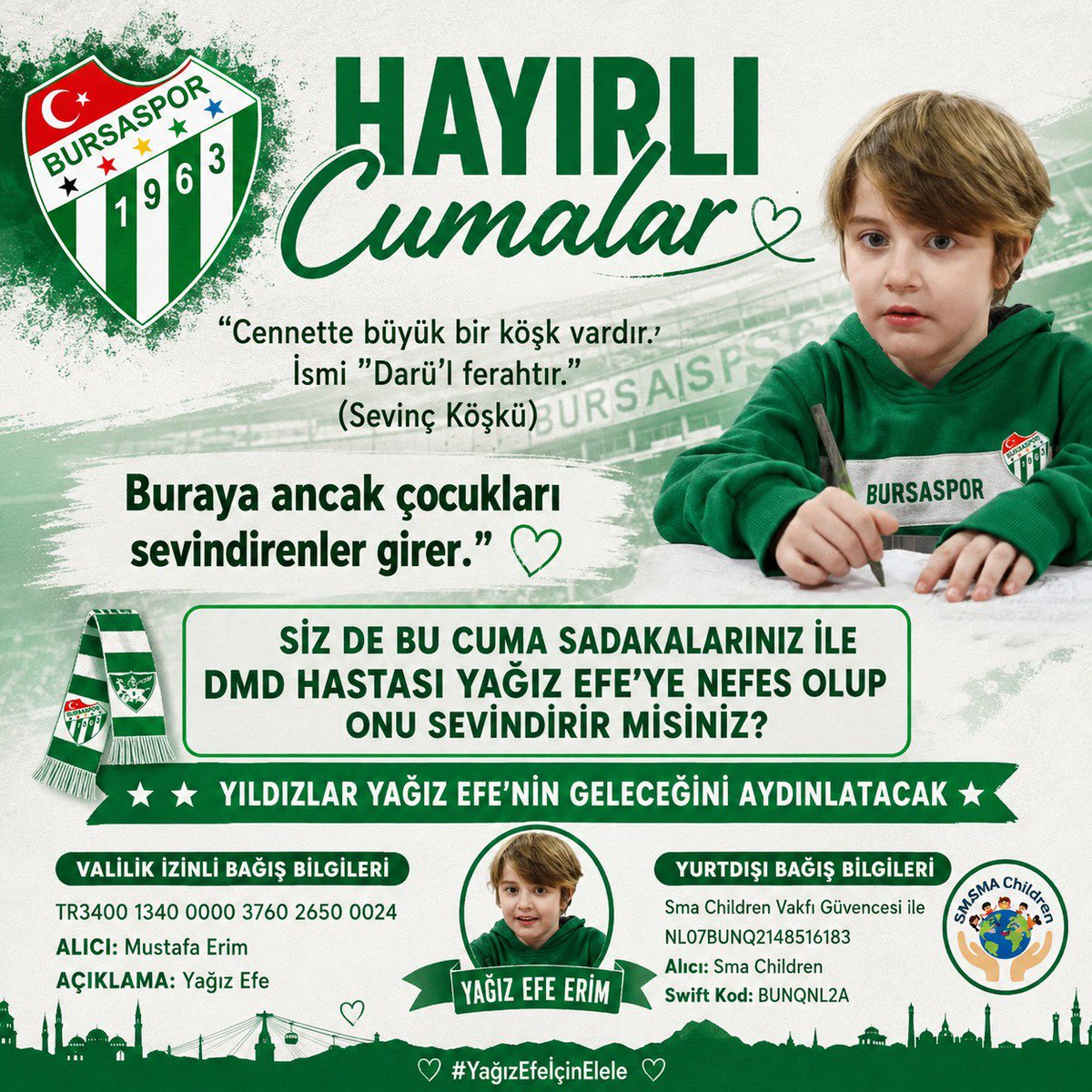 DMDYagizEfe's tweet photo. Hayırlı Cumalar… 🤲💙
Şimdi onun ilacına kavuşması için gönüllerden gönüllere ulaşma zamanı.
DMD bitsin, çocuklarımızın hayalleri yarım kalmasın. 💙
Rabbim tüm çocuklarımıza sağlık, Yağız Efe'mize şifa nasip etsin.
#DMDBitsin #YağızEfeİçin #BirÇocuğaUmutOl #HayırlıCumalar https://t.co/Etm0tuoqhg