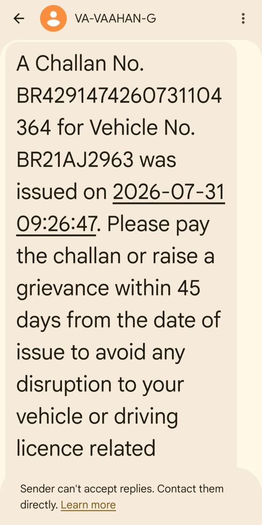 Surajs7894's tweet photo. @BiharTransport @officecmbihar 

Got a challan. But the person traveling was wearing Turbon.

Please check and help.

#bihartransportdept https://t.co/LZun6zlyqf
