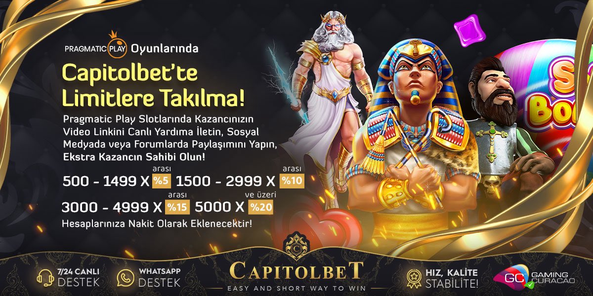 CapitolSociaal's tweet photo. 🔥 #CapitolBet 'te ile Limitlere Takılma 👈

⭐️En Çok Sevilen Sağlayıcılardan PRAGMATİC PLAY Oyunlarında Yapacağınız Her Kazanca Ekstra #CapitolBet ' ten Hediye‼️

🌈 Daha Fazlası İçin Hemen Tıkla Kazanmaya Başla https://t.co/s6OzQncsMs 🌈 https://t.co/hLoJ7jxMOE