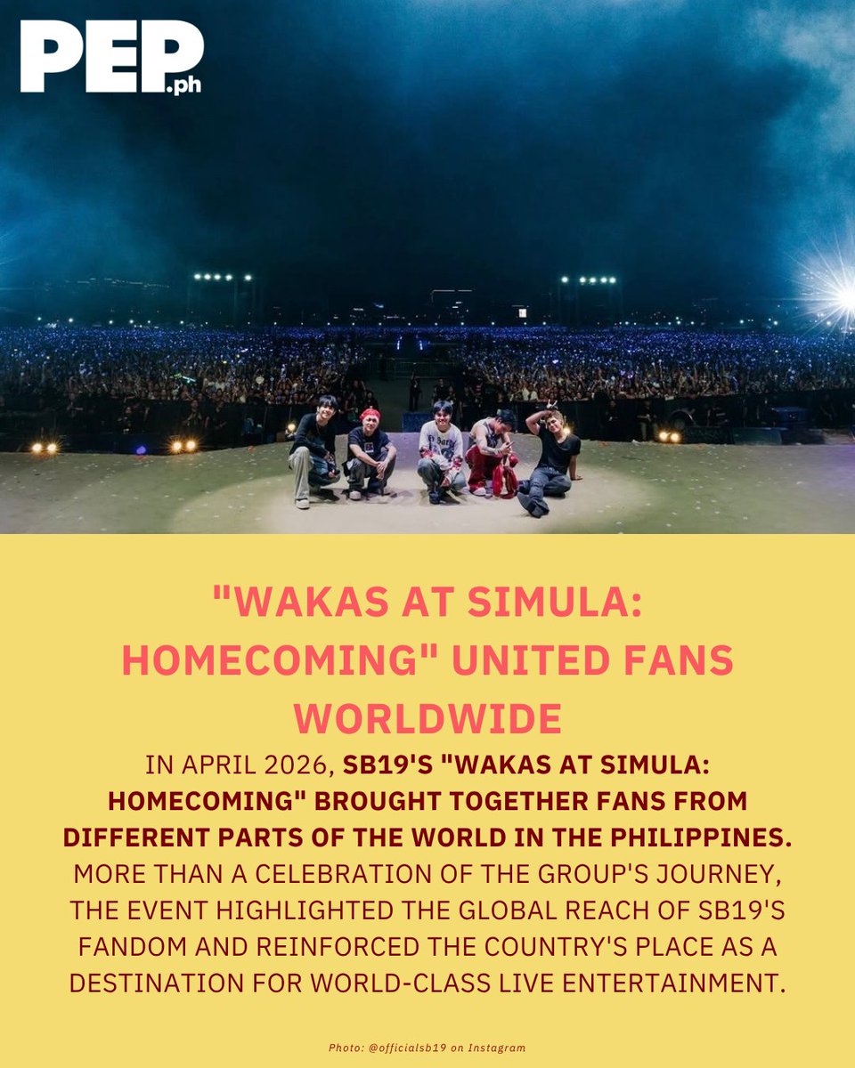 PEPalerts's tweet photo. HISTORY AFTER HISTORY FOR SB19! 🇵🇭✨

Swipe through to look back at three major milestones that defined SB19 and Live Nation Philippines' remarkable year and helped bring OPM to an even bigger global audience. 

#SB19 #Lollapalooza #Lollapalooza2026 #PEPSocial #PEPAly https://t.co/SK6XDEm0zl