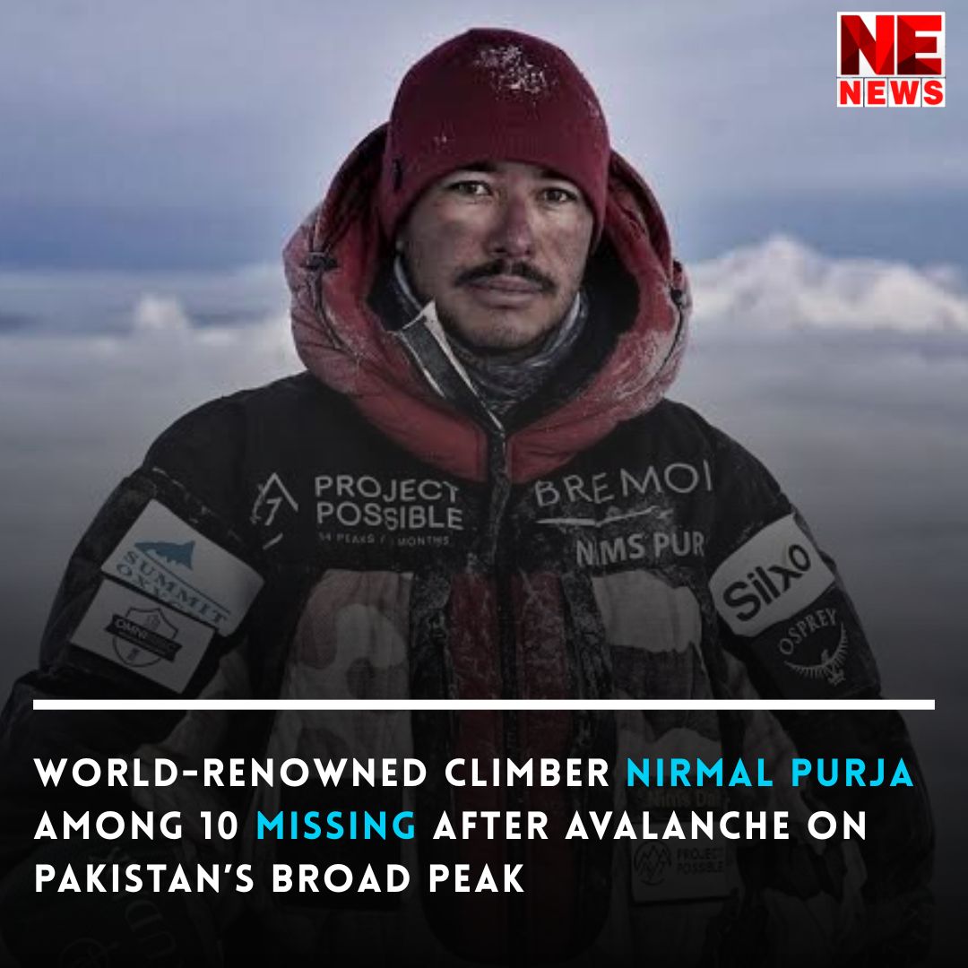 NENEWS24x7's tweet photo. Nirmal Purja, a renowned climber and former British Special Forces member, is among 10 climbers missing after an avalanche on Broad Peak in Pakistan.

#nenewstv #nirmalpujari #climber #missing #avalanche #broadpeak https://t.co/z27XRBHf49