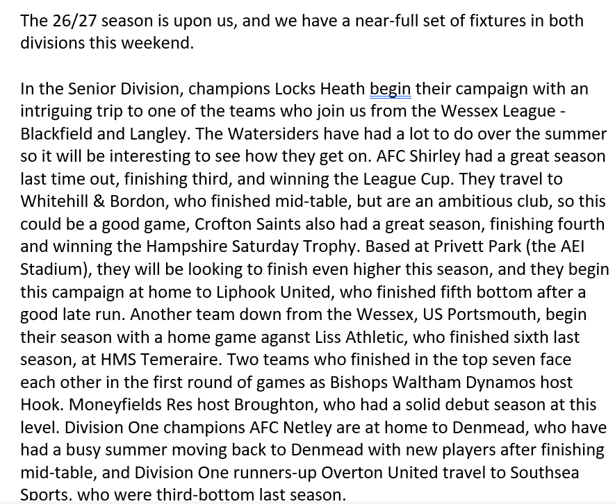 HantsLeague's tweet photo. Weekend preview 1/2 https://t.co/SujUFU2okR