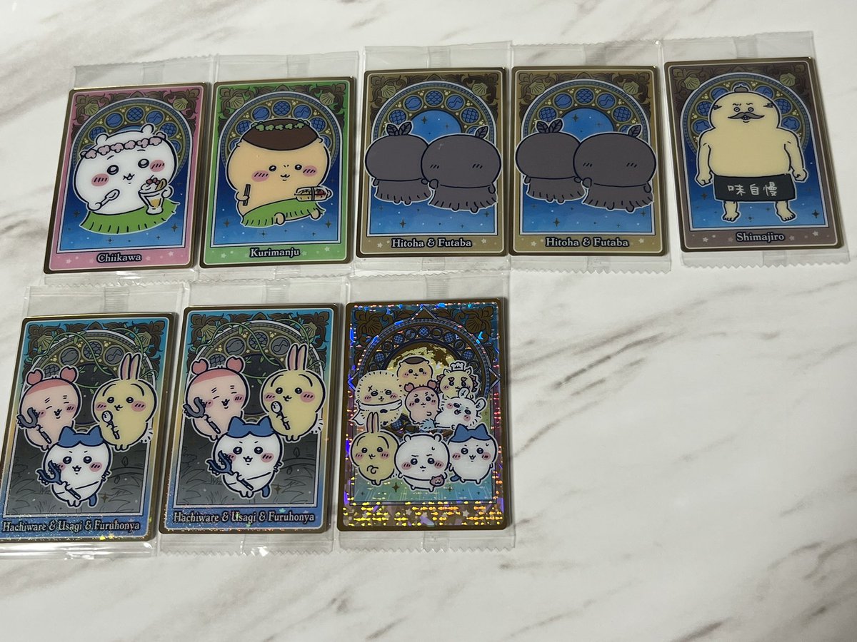 ririririn_0809's tweet photo. 【交換】ちいかわ ウエハース カード 人魚の島のひみつ

【譲】画像1枚目
ちいかわ、くりまんじゅう、ひとは＆ふたば×2、島二郎、はちわれ＆うさぎ＆古本屋×2

【求】画像2枚目
セイレーン＞モモンガ

レアに対しては複数枚提供可能です。
郵送交換希望です。
検索からもお気軽にお声掛け下さい。 https://t.co/79TxC8maXz