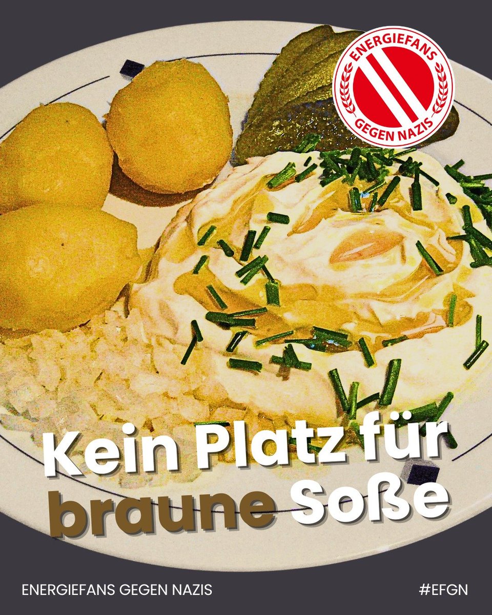 energiefans's tweet photo. 𝗧𝗿𝗮𝗱𝗶𝘁𝗶𝗼𝗻 𝗮𝘂𝘀 𝗱𝗲𝗿 𝗟𝗮𝘂𝘀𝗶𝘁𝘇
#Pellkartoffeln, #Quark, #Leinöl und eine ordentliche #Spreewaldgurke.

𝗧𝗿𝗮𝗱𝗶𝘁𝗶𝗼𝗻 𝗯𝗲𝗶 𝘂𝗻𝘀
Kein Platz für Braune Soße.
Nicht auf dem Teller.
Nicht im Stadion.
Nicht in unserer Region.
#EFGN #Wir #FCE #Lausitz #Cottbus https://t.co/0OPej4zIhA