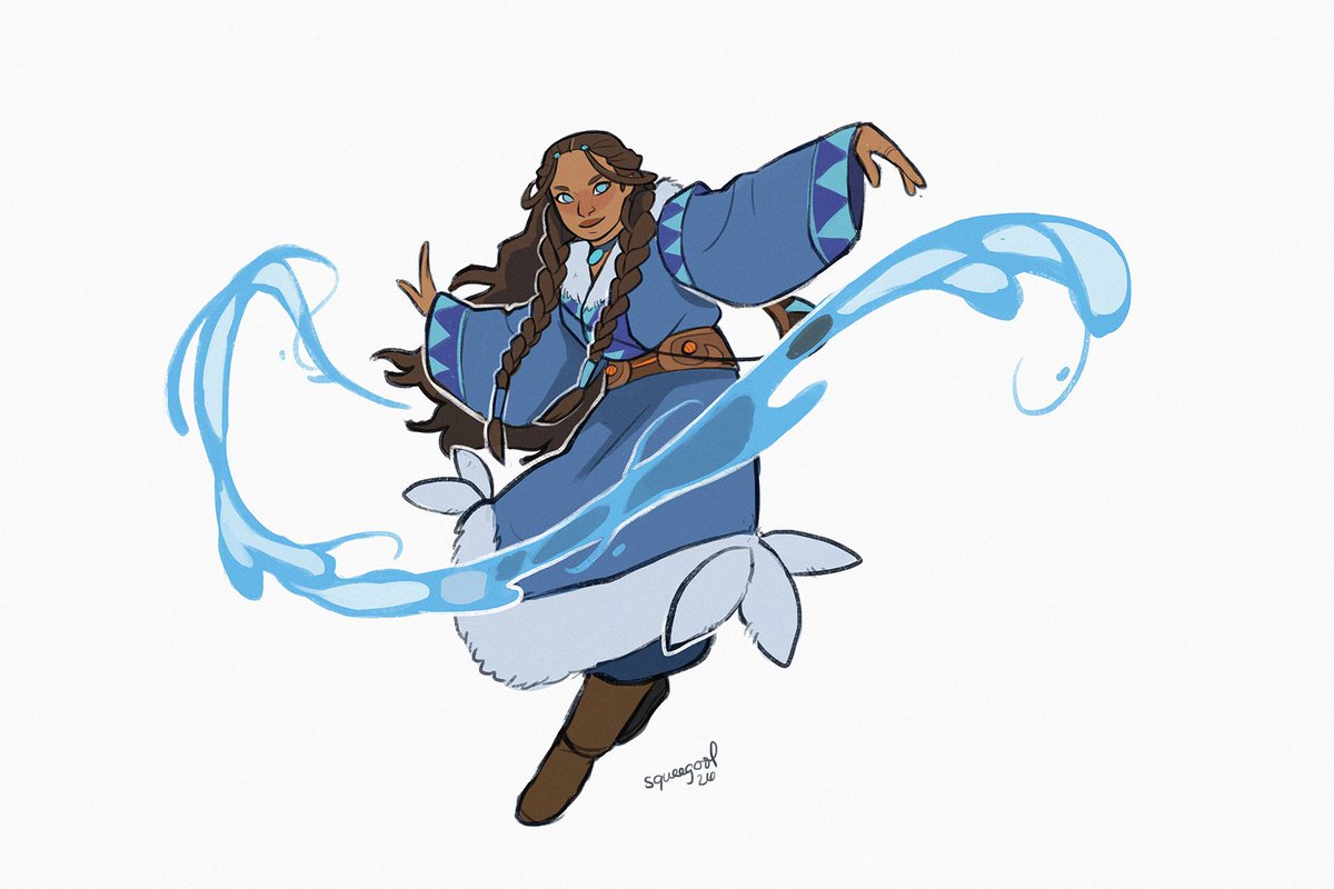 squeegool's tweet photo. i kinda wish that Katara had thicker curly hair in the movie https://t.co/2nMQIPDrFQ
