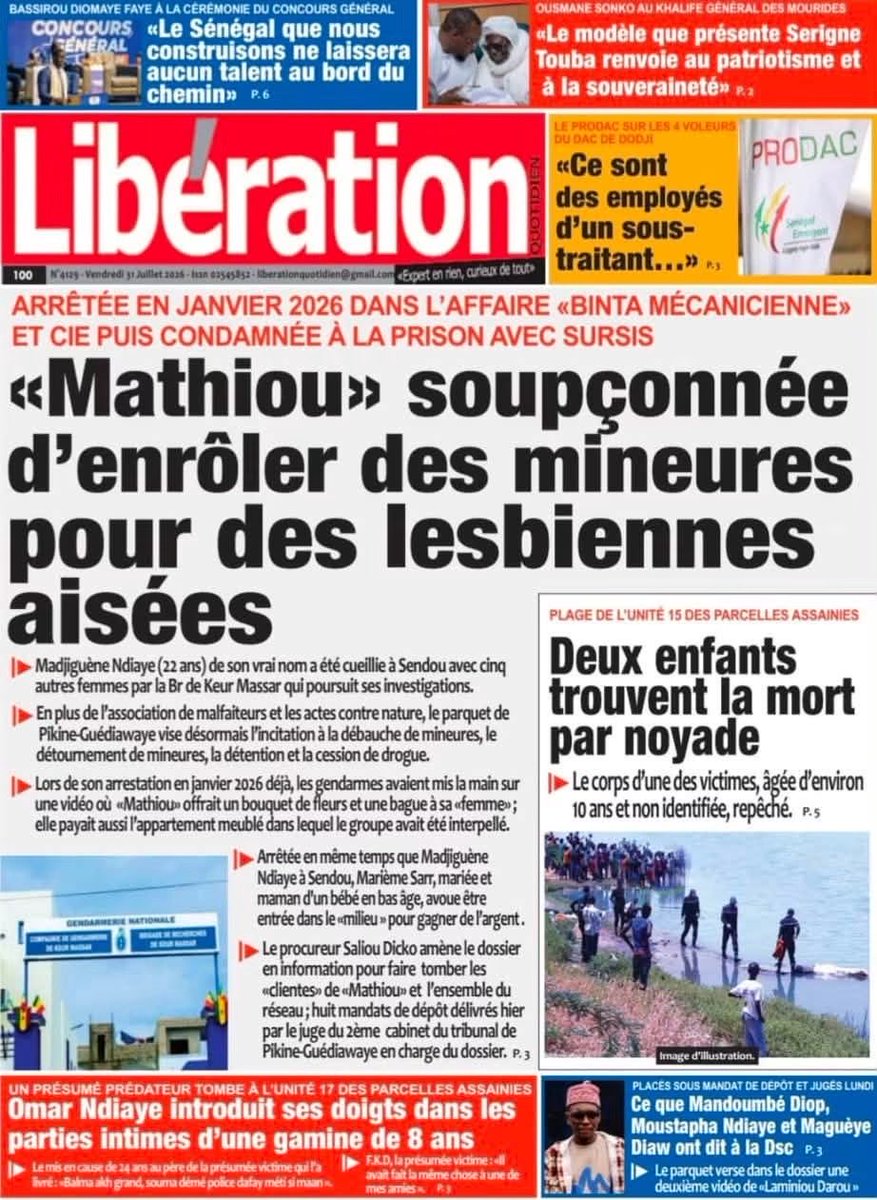 Mo_Njaay's tweet photo. #RevueDePresseSn du Vendredi 31 Juillet 2026. Excellent week-end à toutes et à tous. #Senegal,#LeSoleilSn,#SudQuotidien,#YoorYoorBi,#LibérationSn https://t.co/xzJc0j2SZ7
