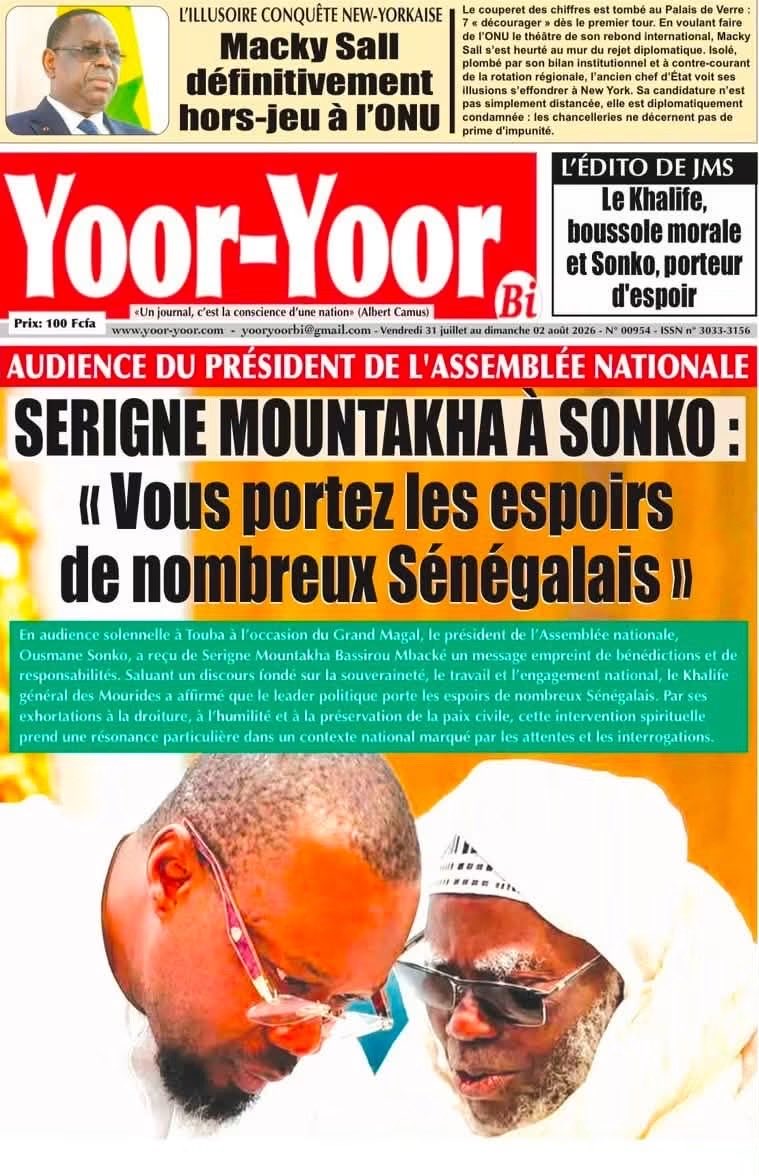 Mo_Njaay's tweet photo. #RevueDePresseSn du Vendredi 31 Juillet 2026. Excellent week-end à toutes et à tous. #Senegal,#LeSoleilSn,#SudQuotidien,#YoorYoorBi,#LibérationSn https://t.co/xzJc0j2SZ7