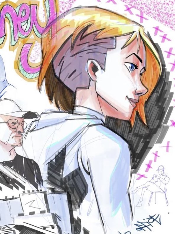 thinkgwen's tweet photo. miles’s sketch about gwen <3 https://t.co/VUlVzYk6FM