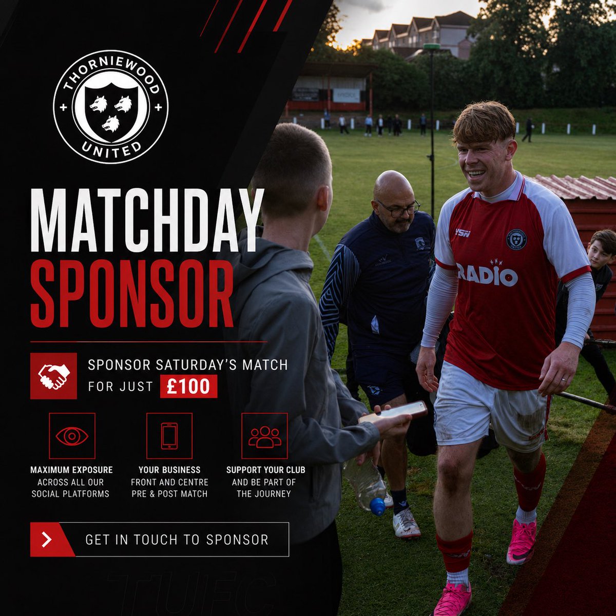 Thorniewood's tweet photo. We are Looking for a match day sponsor for Tomorrows Home game vs Bonnyton thistle. 🙏🏻

You will get full exposure on social
Media in all the pre and post match posts and get to select the man of the match after the game 🤝

Message us directly if interested 🫶🏻 https://t.co/I1ZBo92V1T