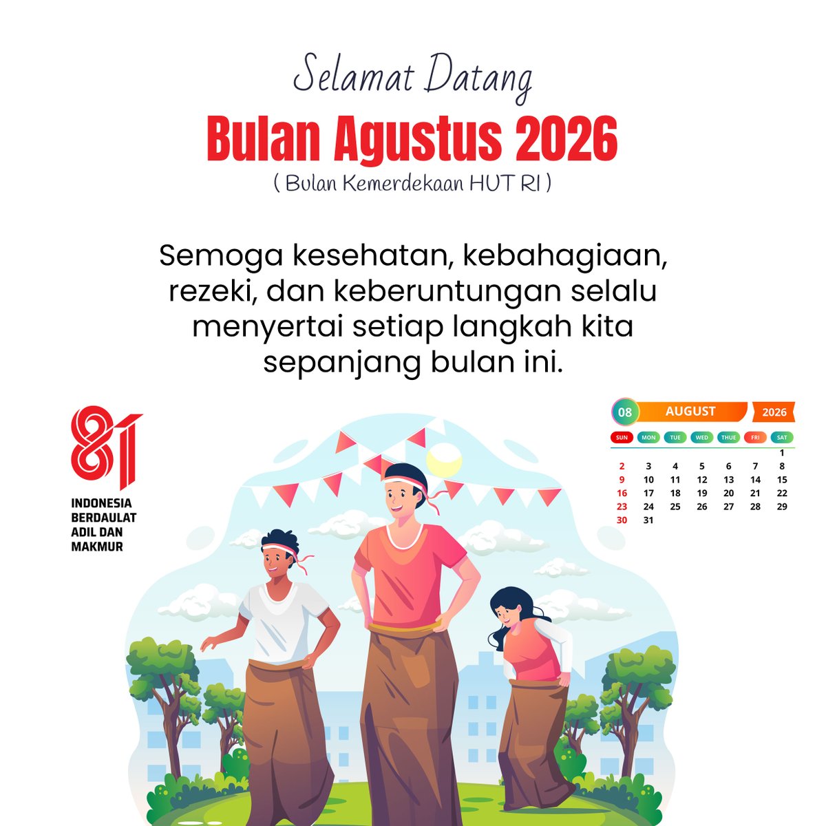 reviewtechid's tweet photo. Poster Ucapan Selamat Datang Bulan Agustus 2026  🇮🇩🎉 https://t.co/cQFjoVCzla

#Agustus #August #HUTRI81 #HUTRI #HUTRI2026 #DirgahayuIndonesia #17Agustus #HUTRI #Timnas #TimnasDay #AFF #IndonesiaIndependenceDay #Nusantara #HUT81RI https://t.co/6PuJevszZg