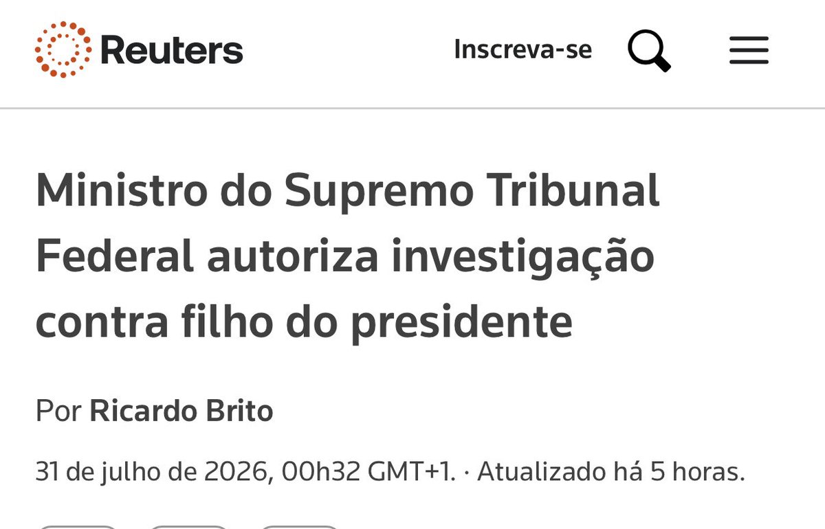 lordivan22's tweet photo. Brasil 🇧🇷: Começa a repercussão internacional da investigação do filho de Lula “Lulinha” dentro do escândalo do INSS https://t.co/ugxDSeMwyN