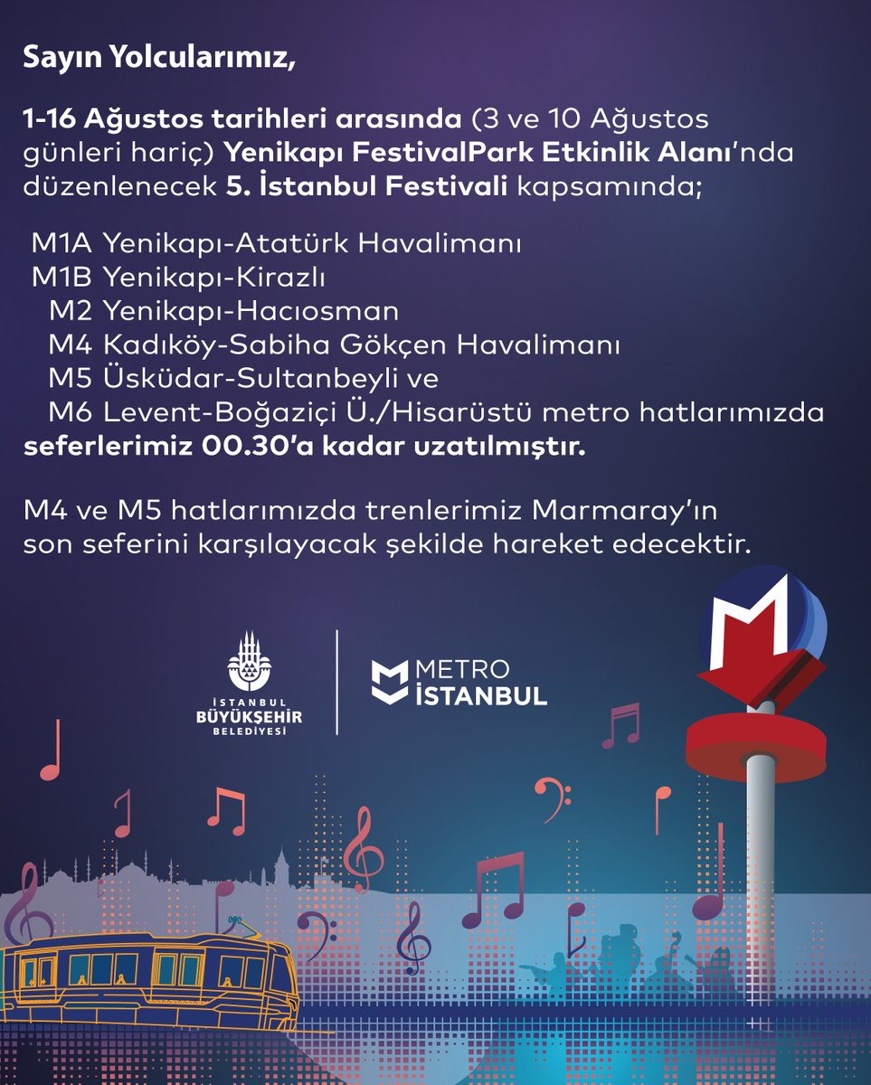 metroistanbul's tweet photo. #MetroDuyuru #M1A #M1B #M2 #M4 #M5 #M6 https://t.co/nrSd3bC3Rz