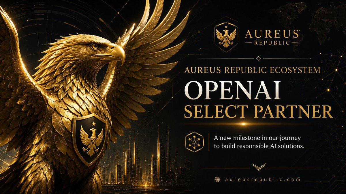 AUREUSONBASE's tweet photo. Aureus Republic Ecosystem has been named an OpenAI Select Partner.

This milestone marks a new chapter for our ecosystem—and strengthens our commitment to building, deploying, and scaling responsible AI solutions with real utility.

Through the OpenAI Partner Network, we will continue advancing the technology behind Aureus AI, Bhunther Bot, Bhunther Bot Pro, BaseHunterAI, and the wider Aureus Republic infrastructure.

Our direction remains clear:

→ Responsible AI development
→ Practical enterprise and on-chain intelligence
→ Transparent, evidence-driven systems
→ Technology designed to create measurable value

We are proud to join this next chapter as an OpenAI Select Partner and to keep building with discipline, ambition, and purpose.

Learn more about Aureus Republic Ecosystem:
https://t.co/UwH3Z0cyeq

OpenAI Partner Network:
https://t.co/4uNeGwC9sB

#OpenAISelectPartner #OpenAIPartnerNetwork #EnterpriseAI #AureusRepublic