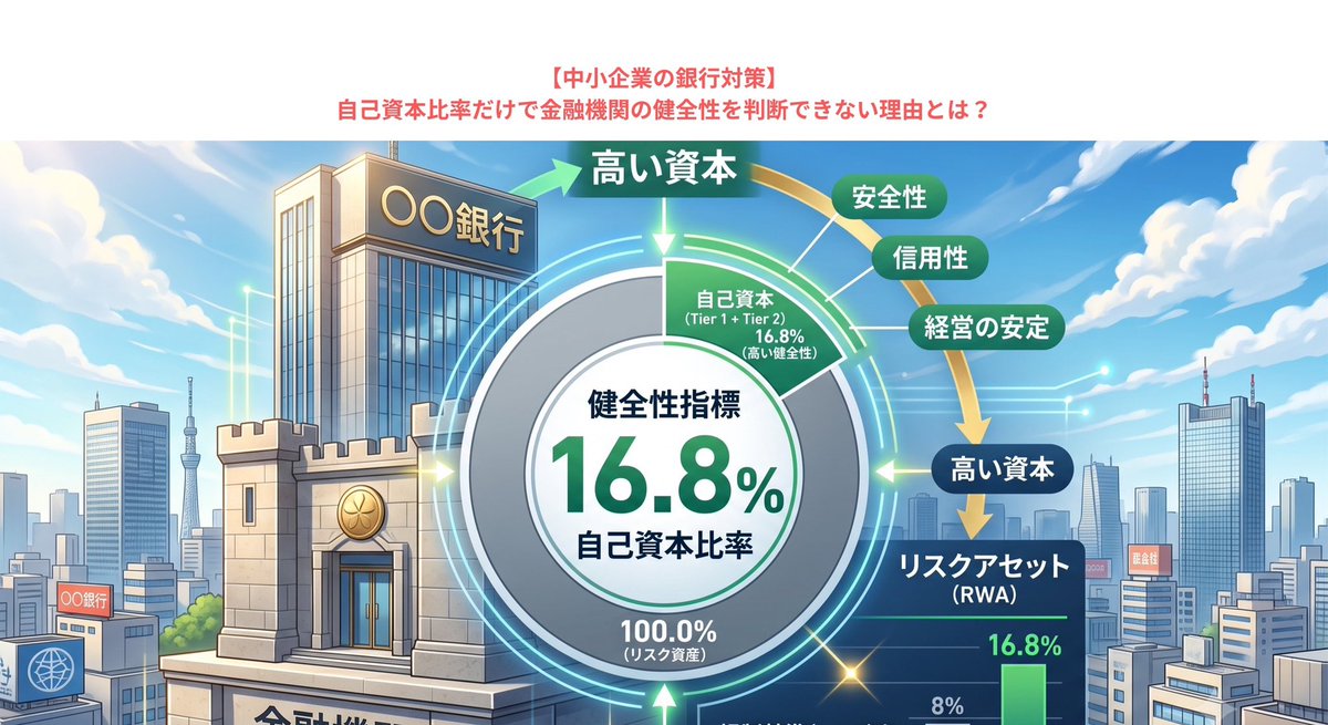 nkitade6's tweet photo. 【中小企業の銀行対策】自己資本比率だけで金融機関の健全性を判断できない理由とは？　こちらからどうぞ→https://t.co/0DZbp1bULc https://t.co/Jav9qVYgO1