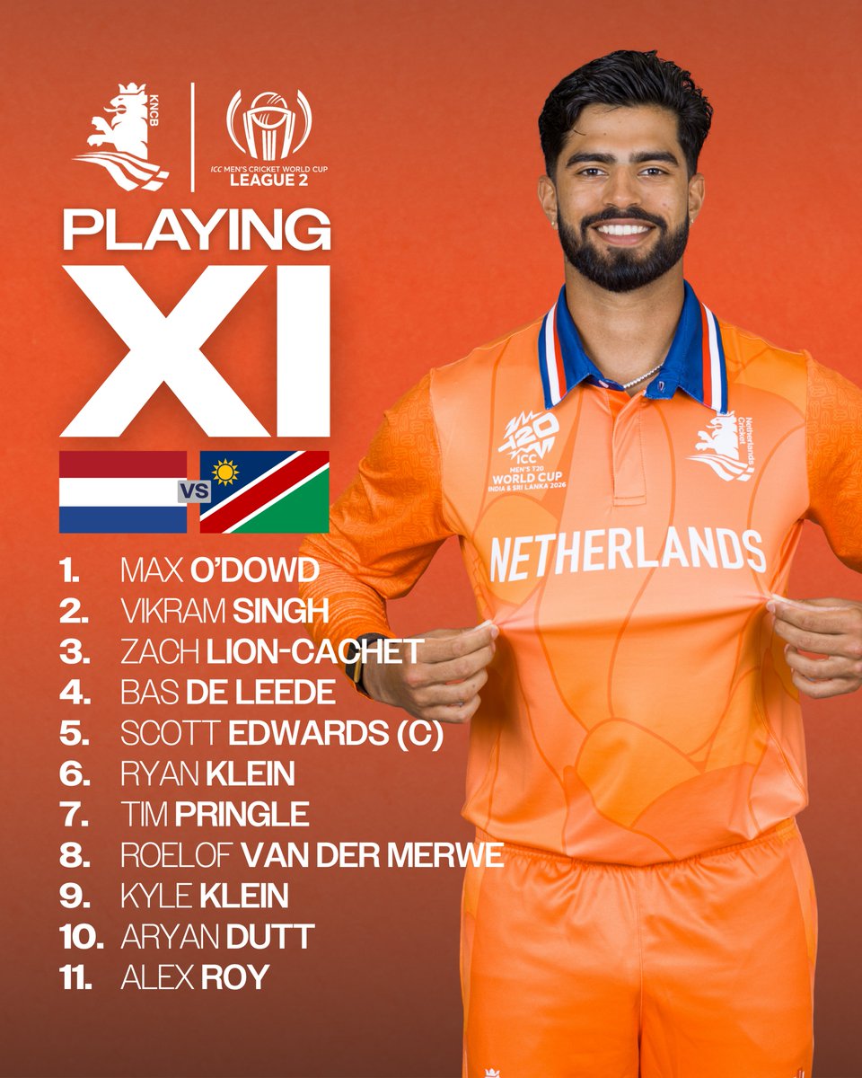 KNCBcricket's tweet photo. ๐ง๐ฒ๐ฎ๐บ ๐ก๐ฒ๐๐ & ๐ง๐ผ๐๐ ๐
We've won the toss and elected to bat first.
Ryan Klein, Tim Pringle and Vikramjit Singh come into the side, replacing the injured Logan van Beek and Noah Croes, while Cedric de Lange also makes way.
#KNCB #DutchCricket #CWCL2 https://t.co/QEpK8DypM5