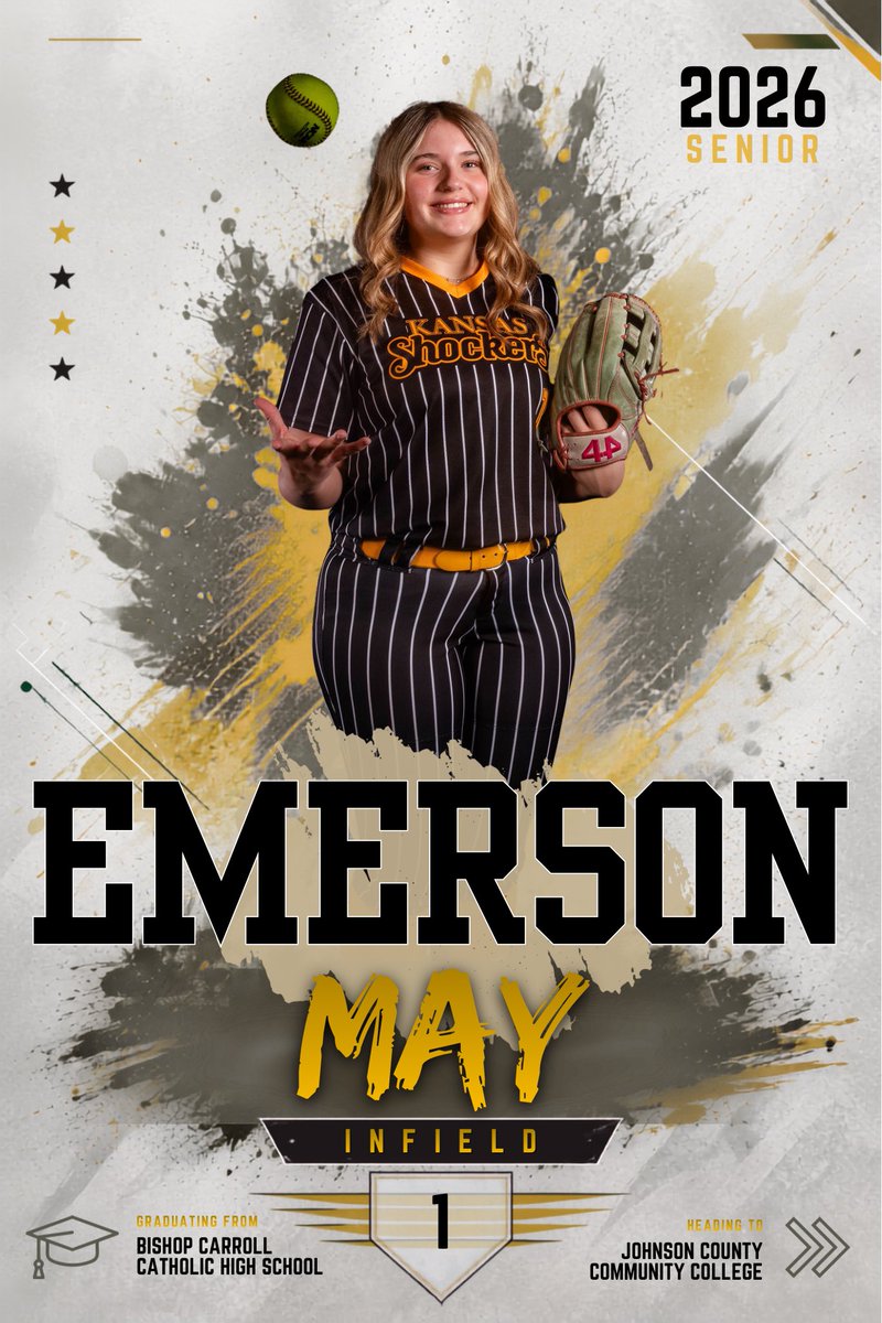 ksshockers18u's tweet photo. Thank you and congratulations to our 2026 seniors 💐

🎓 @emersonmay01 graduated from Bishop Carroll Catholic High School and is headed to play for @jccc_softball in the fall. https://t.co/sM7inL2GRu