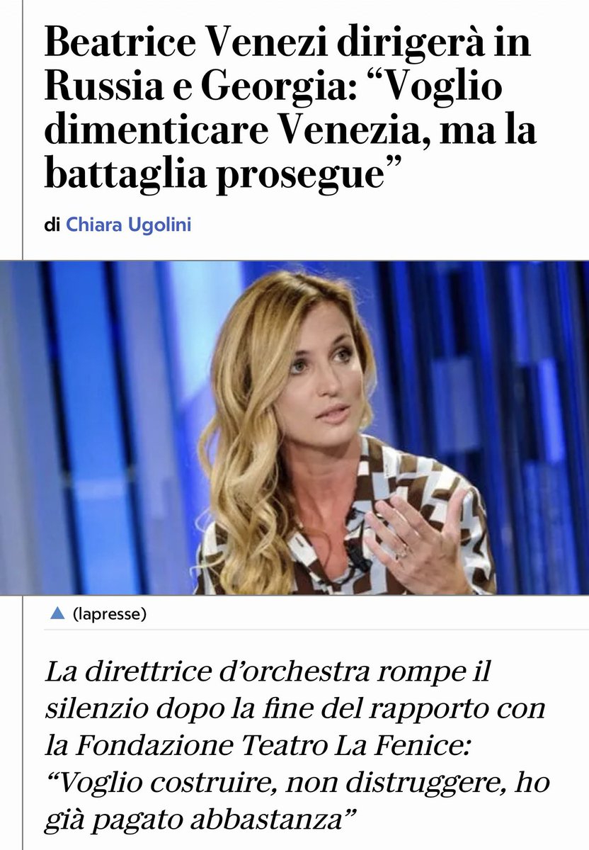 maxcoccia's tweet photo. Che strano @BeatriceVenezi chi lo avrebbe mai detto che avresti ricominciato a dirigere in due paesi autocratici? 
Sarà forse per lo stesso motivo per cui “qualcuno” ti ha imposto a Venezia?

#venezi https://t.co/54rBk5aIxe