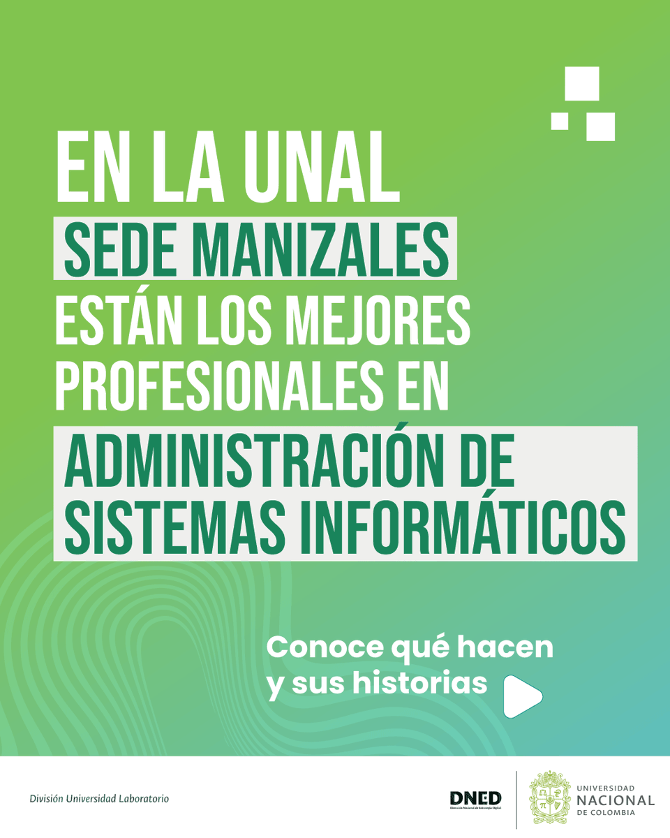 DNEDUNAL's tweet photo. La tecnología también se construye desde la gestión, la investigación y la innovación. 

En el Día del Administrador y la Administradora de Sistemas Informáticos, conoce algunas de las trayectorias que han surgido desde la UNAL Sede Manizales. 

¿Ya conocías este programa? https://t.co/8Ewqe5ACR2