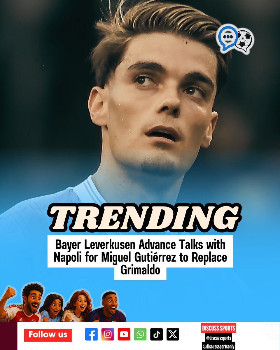 _discusssports's tweet photo. Bundesliga side Bayer Leverkusen have submitted an official bid to Napoli to acquire 25-year-old Spanish left-back Miguel Gutiérrez, as reported by BILD and Guillermo Rai. https://t.co/jEIu3D7x58