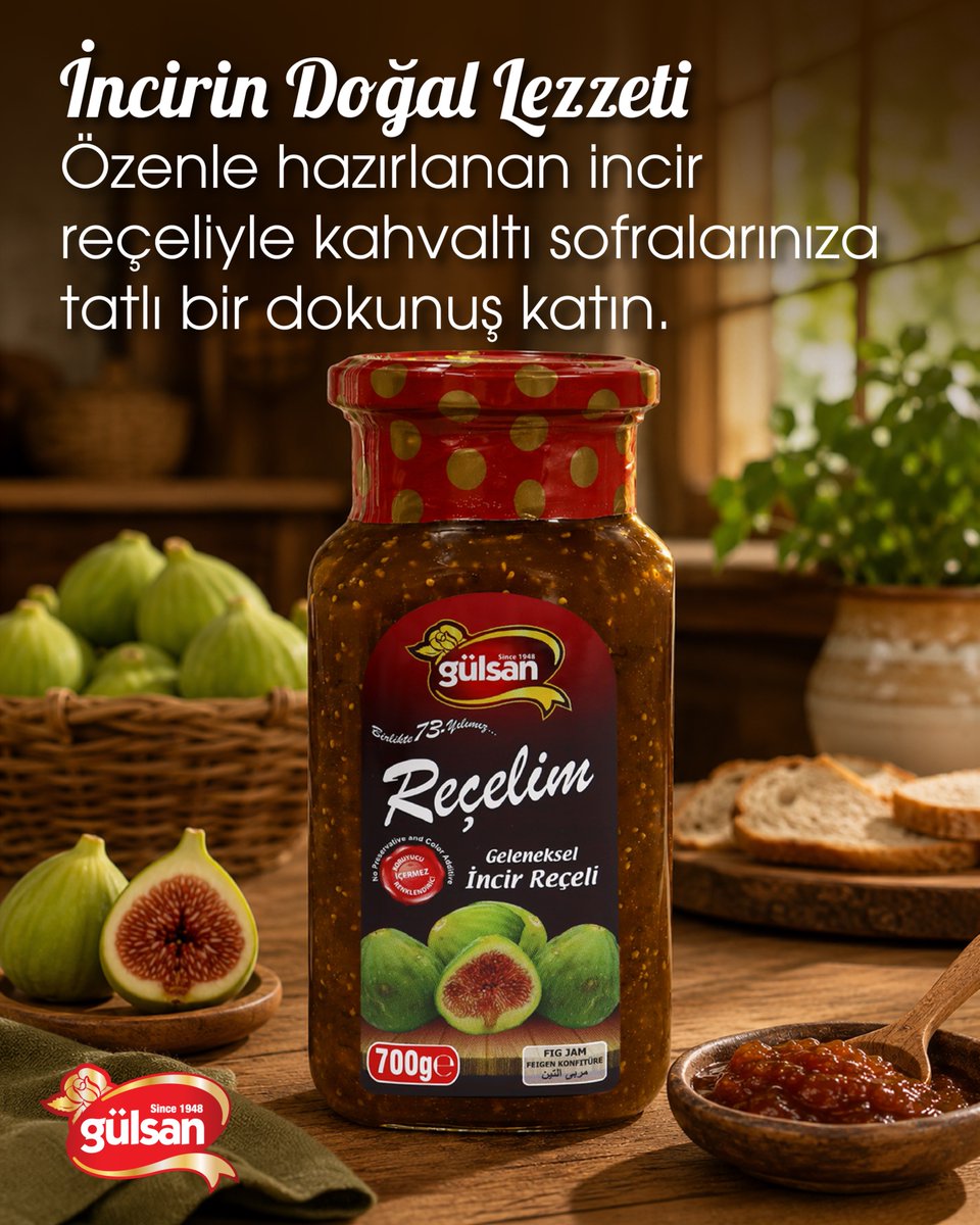 gulsangida_'s tweet photo. İncirin Doğal Lezzeti
Özenle hazırlanan incir reçeliyle kahvaltı sofralarınıza tatlı bir dokunuş katın.
#İncirReçeli #KahvaltıKeyfi #DoğalLezzet #GelenekselTat #Gülsan https://t.co/vtTmzIzdn6