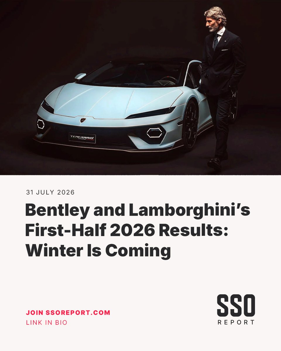 SupercarOwner's tweet photo. Bentley and Lamborghini’s first half-year results for 2026 aren’t looking good. Bentley is in need for a portfolio reset, while Lamborghini needs to grow in profits without relying on special editions.
Read more here: https://t.co/bWlvhObrzD
#ssoreport https://t.co/eymoA8XfuE