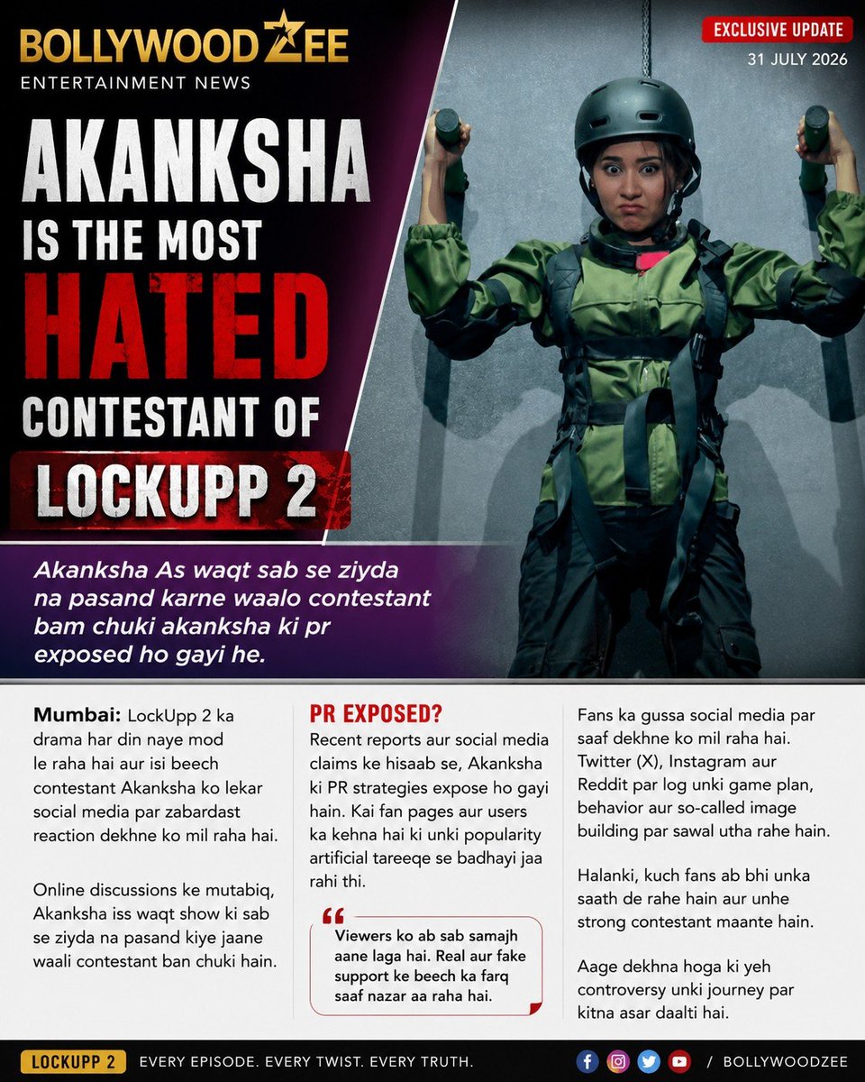 Im_AYAANBB13_'s tweet photo. BREAKING 

Bollywood Zee Facebok Post About Haggu !! 

> Haganksha Becomes The Most Hated Contestant Of #Lockupp2 

> Most Hated On X 
> Most Hated On IG 
> Most Hated On All Over Social Media 

Congrats Another Achievement For Haggu &amp; Her Haggu Sena 🔥😭

#ShreyaKalra https://t.co/0gmqYnsYdo