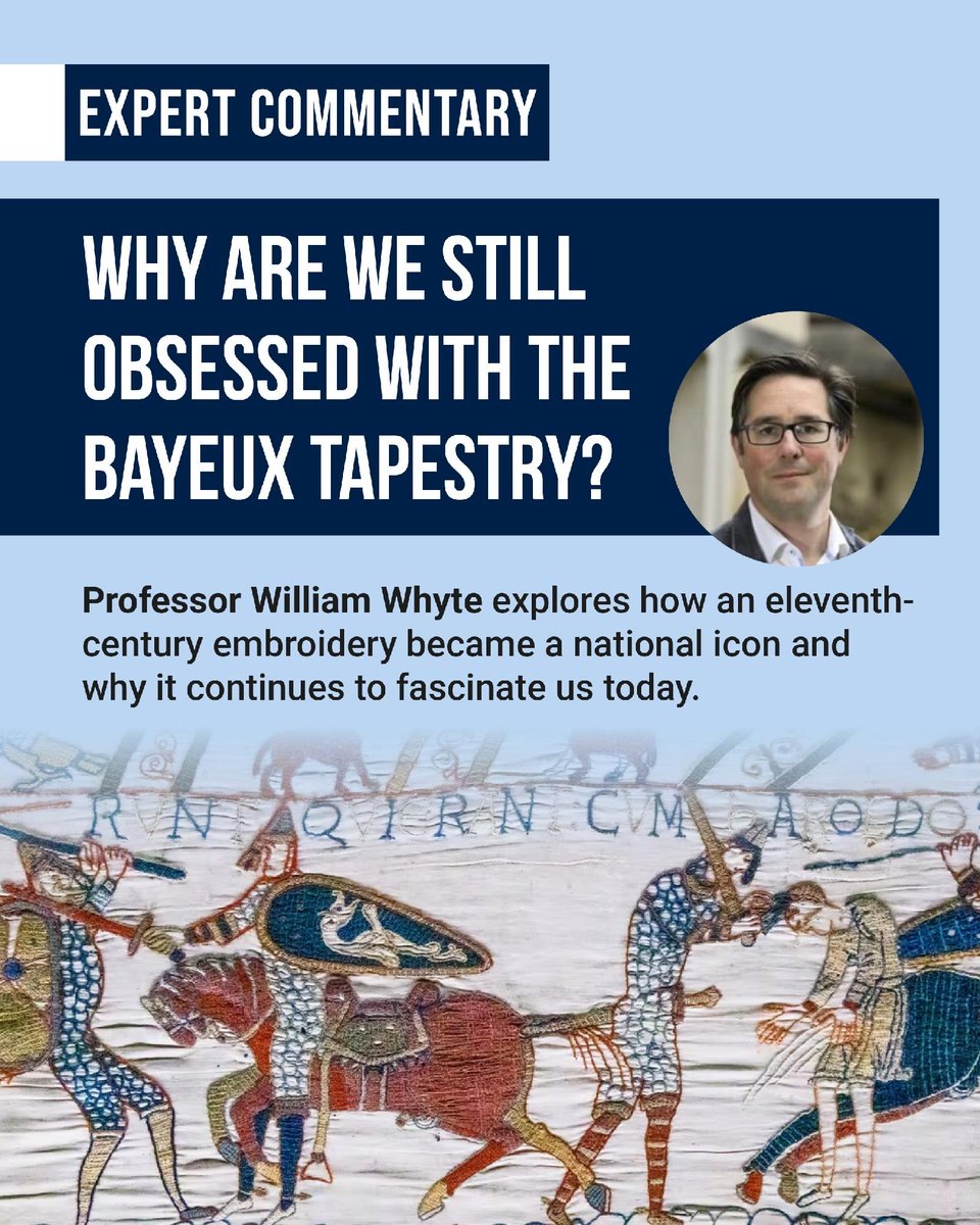 UniofOxford's tweet photo. “Little wonder we’re still obsessed with something that mattered so much to them too.”

Prof @william_whyte sets the British Museum's sold-out autumn exhibition in context, explaining how the nineteenth century turned an eleventh century embroidery into a national icon and why we are still drawn to it. ⬇️
https://t.co/oM4HNaxKfr
