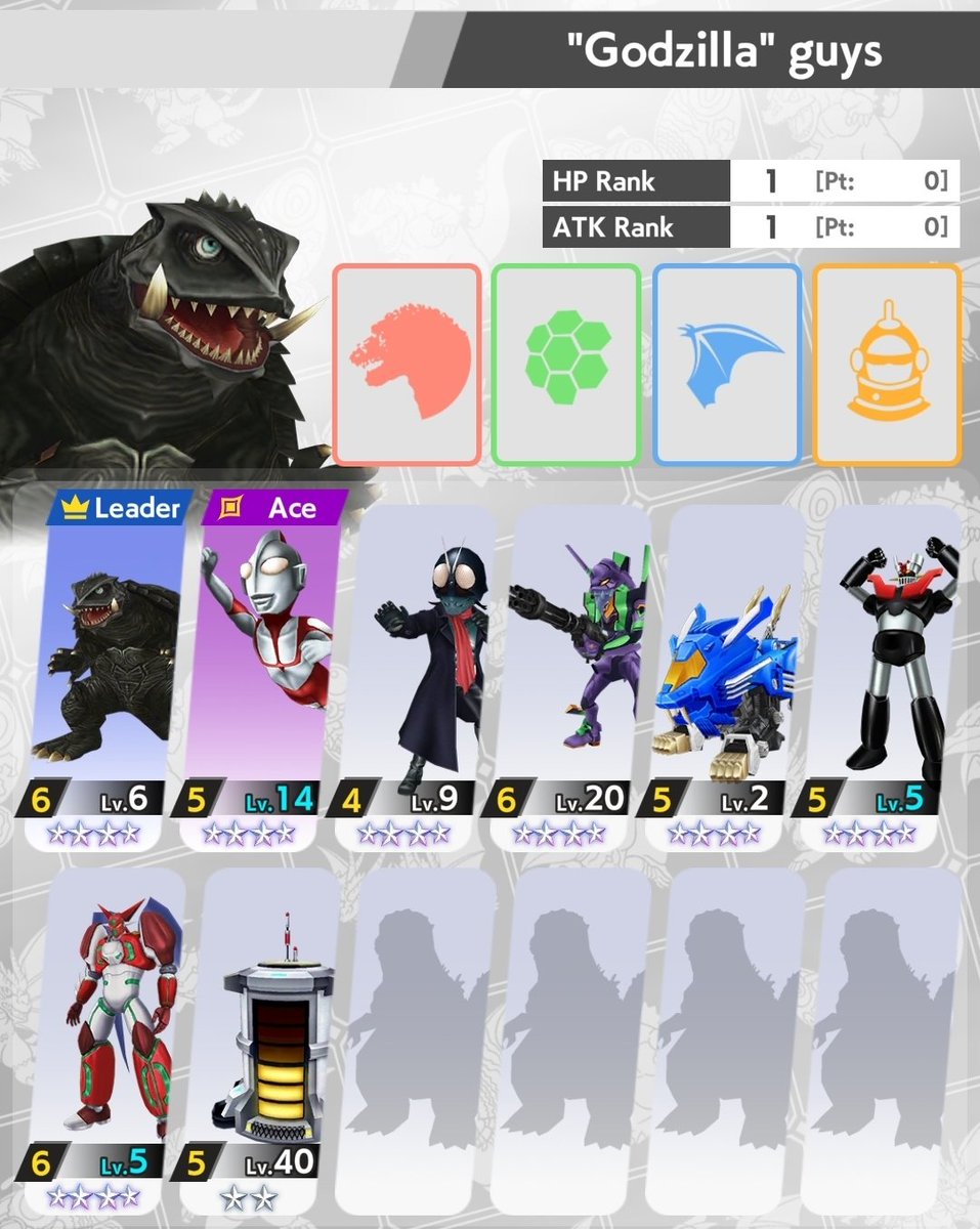 CyborgraptorM's tweet photo. Ahhh yes. All my favorite Godzilla characters in my Godzilla gacha game are here. https://t.co/s6PGrrm8ZG