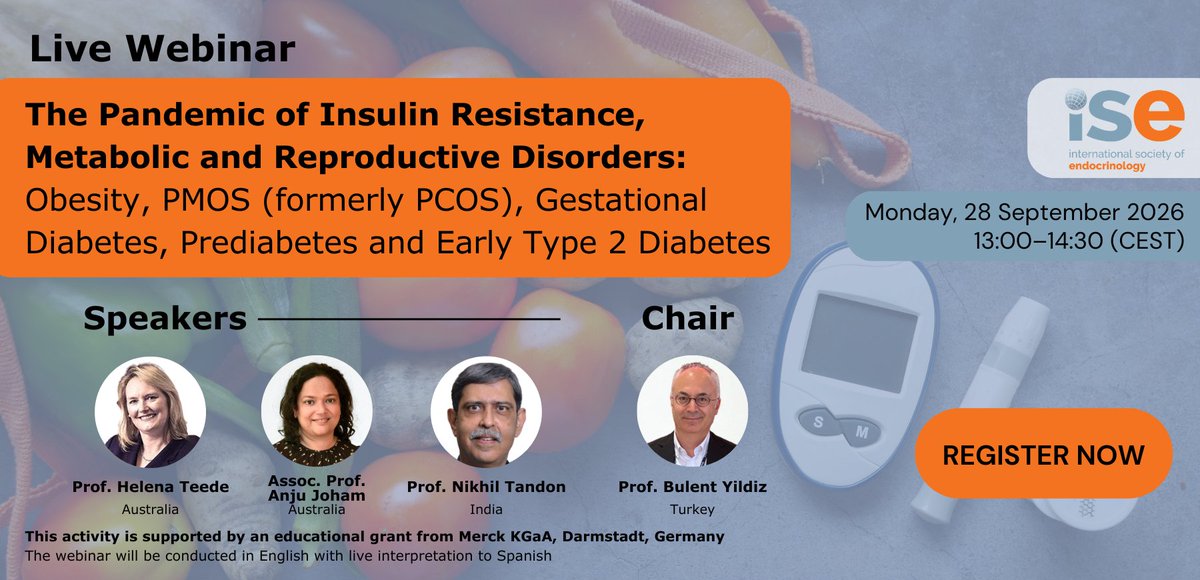 isendo's tweet photo. Join us on Mon, 28 Sept, 11:00–12:30 (CEST), for our 90-minute expert-led webinar, to apply the latest evidence in PMOS, GDM and Prediabetes.

Learn from speakers: Helena Teede (Australia), @DrAnjuJoham (Australia) and Nikhil Tandon (India).

Register 👉 https://t.co/qY5G1T3me9 https://t.co/CF743nk7g6