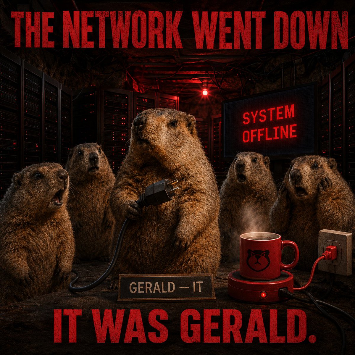 SHORTMARMS96's tweet photo. At 09:17, the entire SHORTMARMS network went dark.

The colony prepared for an attack.

Servers checked.
Tunnels secured.
Emergency protocol activated.
Then they found Gerald.
He unplugged the network to warm up his coffee. ☕

Seven seconds later, everything was back online.

Gerald has now been promoted to Head of IT.

$SHORTMARMS

#SHORTMARMS #Solana #SOL #Memecoin #Crypto #Bitcoin #Altcoins