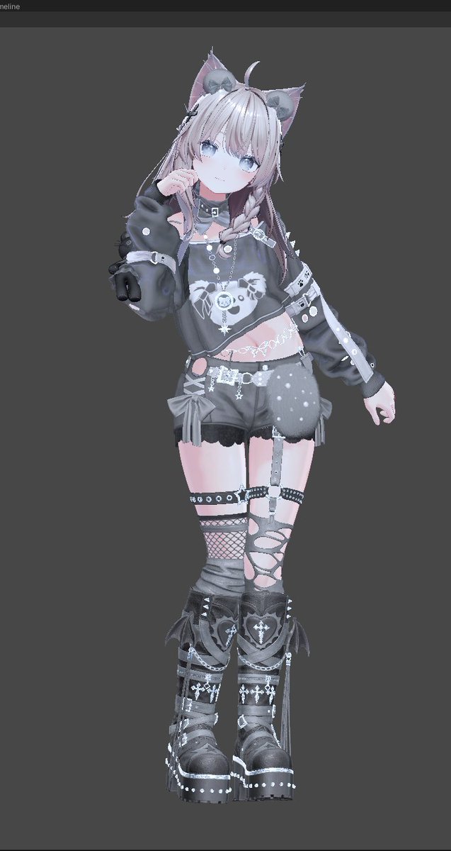 MeoLabs3D's tweet photo. 現在制作中の衣装です✨
約半年かけて、少しずつ作り進めています。
まだ調整中ですが、かなり形になってきました！
#VRChat #VRChat_avatar #3Dモデル #BOOTH #制作中 #WIP #地雷系 #サブカル #オリジナル衣装 https://t.co/BLLJO5WbRv