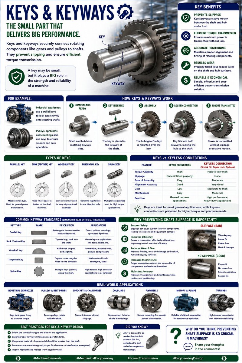 zayn12211's tweet photo. Keys & Keyways 🔧
Secure power transmission
#MachineElements #MechanicalEngineering https://t.co/QwBRR4CQa0