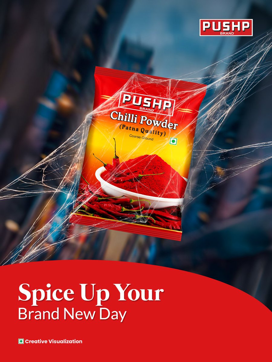 PushpMasale's tweet photo. Spice up your brand new day with the bold flavour of Pushp Patna Chilli Powder 🌶️🔥

#chillipowder #spicy #brandnewday #spiderman #pushpmasale https://t.co/ytzG2GvWDu
