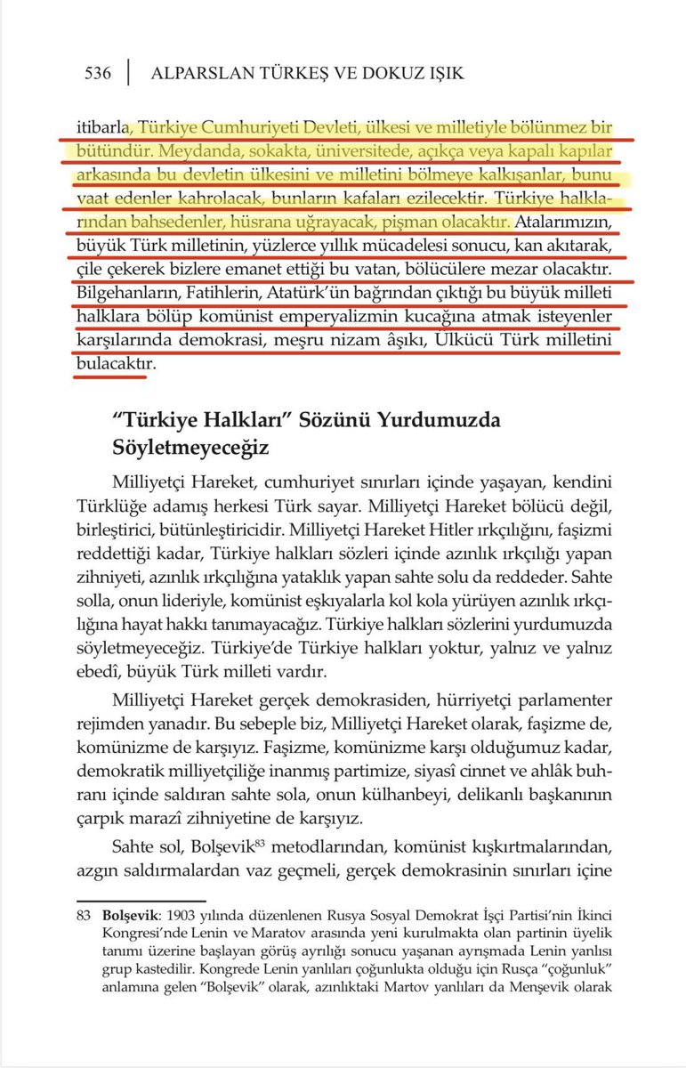 TurancUlkucu's tweet photo. “Türkiye Cumhuriyeti Devleti, ülkesi ve milletiyle bölünmez bir bütündür. Meydanda, sokakta, üniversitede, açıkça veya kapalı kapılar arkasında bu devletin ülkesini ve milletini bölmeye kalkışanlar, bunu vaat edenler kahrolacak, bunların kafaları ezilecektir.”

Başbuğ Türkeş https://t.co/YDyygZNjul